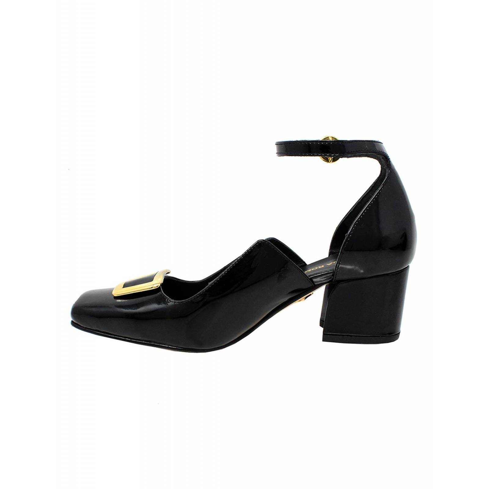 ZIA 55 - Negro Regina Romero Zapato Zapatilla Tacon Bajo Para Dama en Piel 