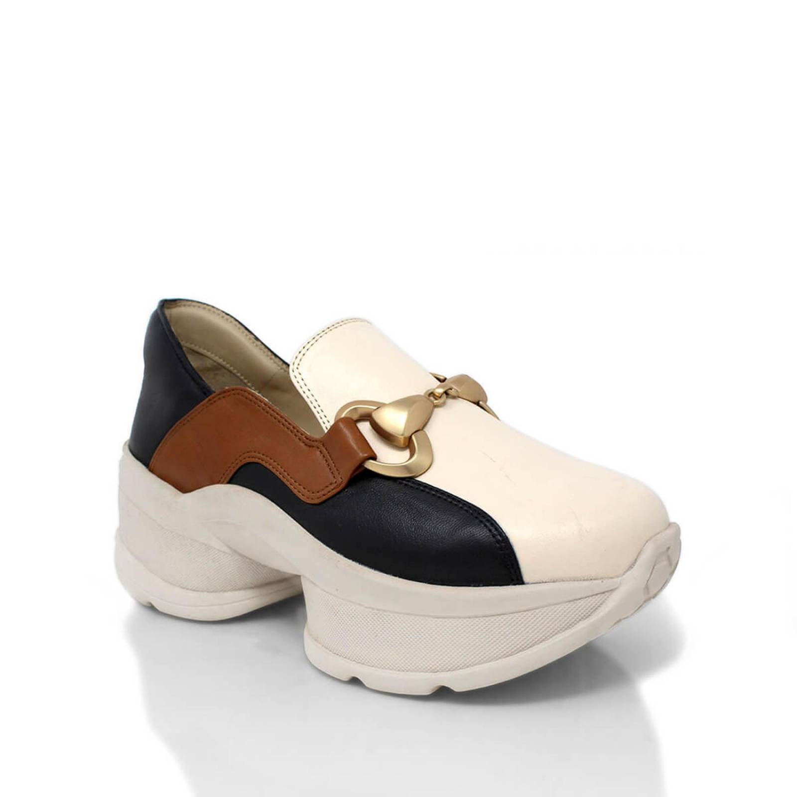 MARINA 75 - Negro y Beige Regina Romero Zapato Tenis Urbano Sport Para Dama en Piel 