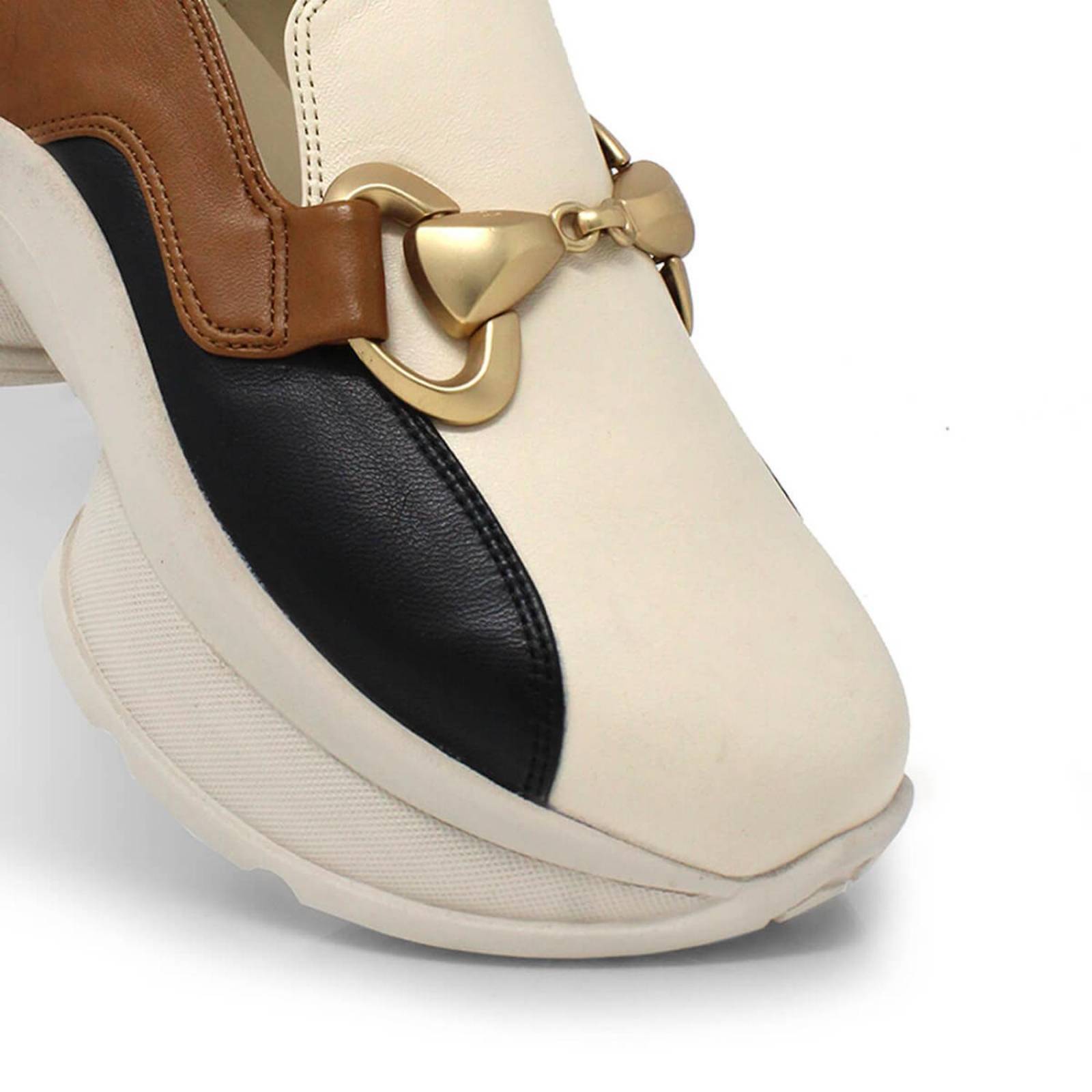 MARINA 75 - Negro y Beige Regina Romero Zapato Tenis Urbano Sport Para Dama en Piel 