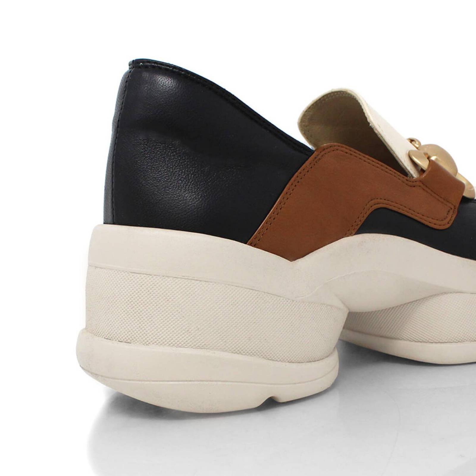 MARINA 75 - Negro y Beige Regina Romero Zapato Tenis Urbano Sport Para Dama en Piel 