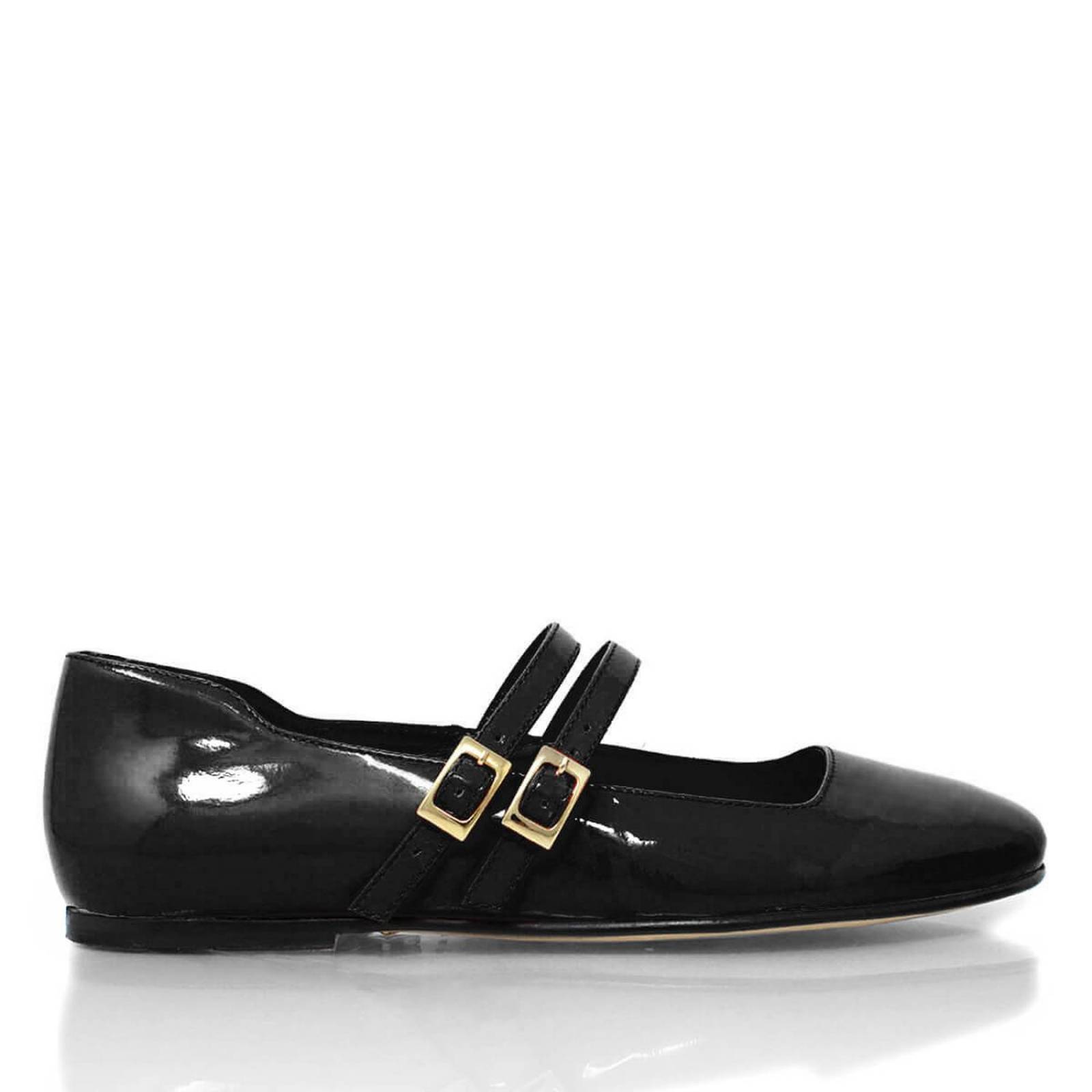 VIOLET - Charol Negro Regina Romero Zapato Flat Balerina de Piso Para Dama en Piel 