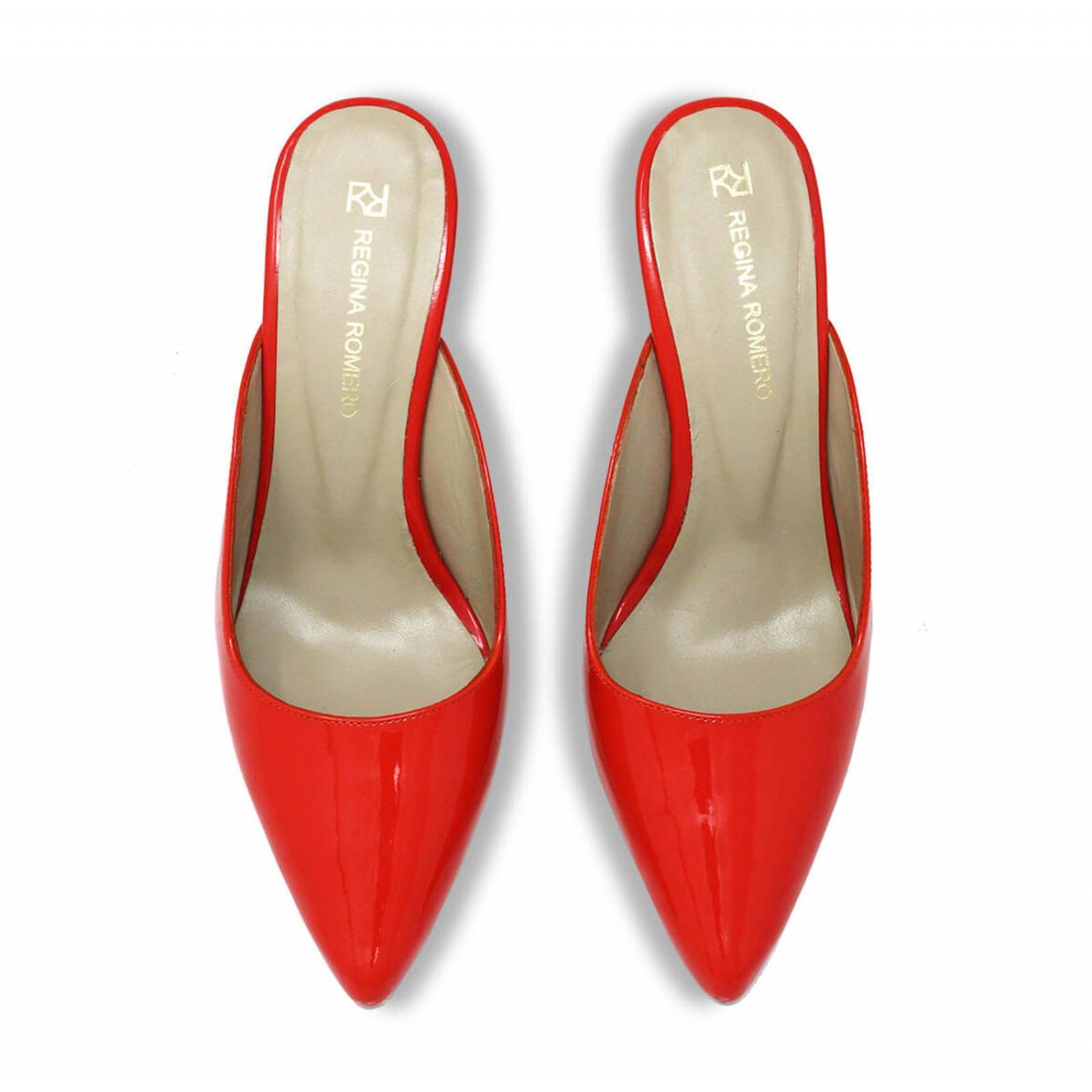COSMO 80 - Charol Rojo Geranio Regina Romero Zapato Zapatilla Tacon Alto Para Dama en Piel 