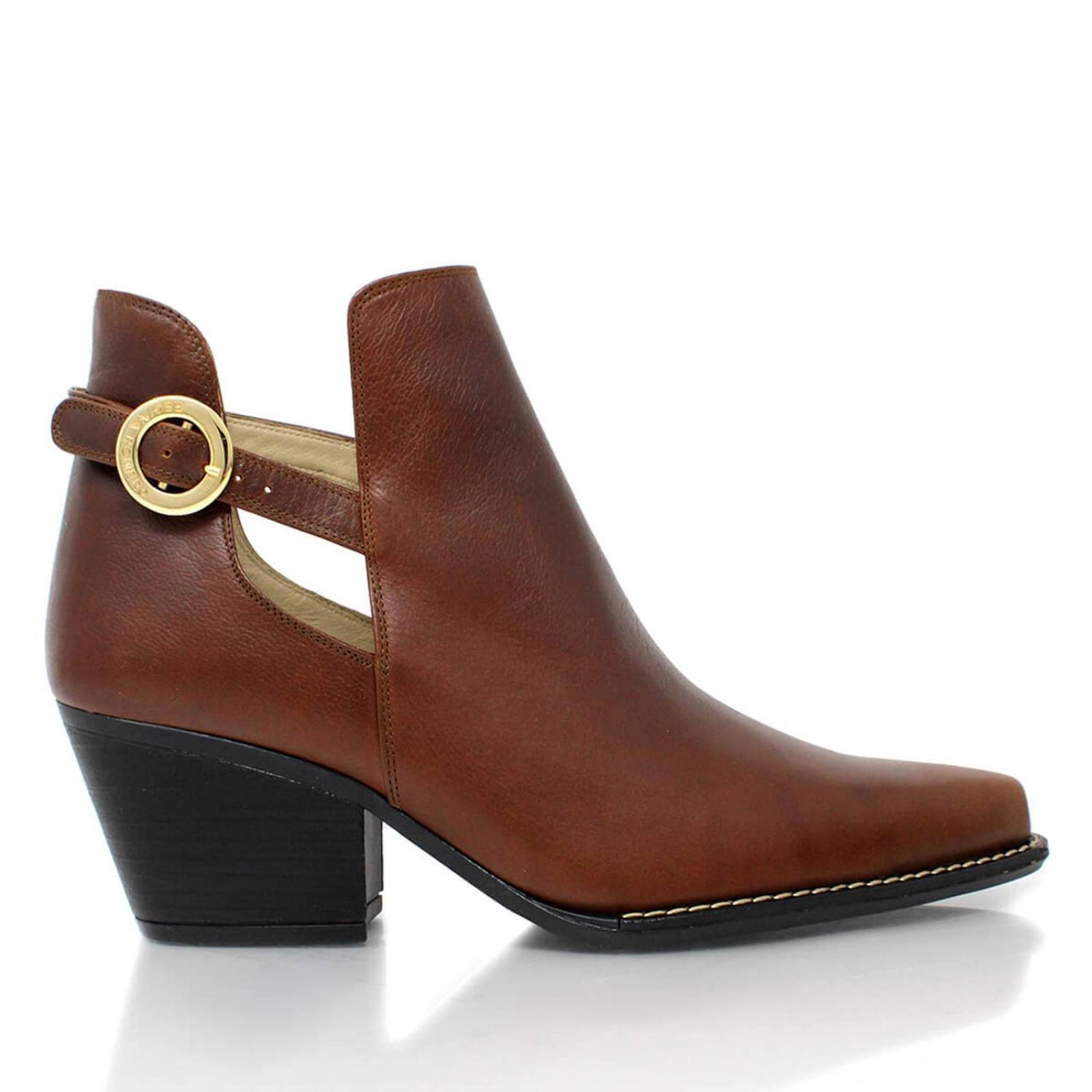 BLAKE 60 - Cafe Regina Romero Zapato Bota Botin Tacon Bajo Para Dama en Piel 