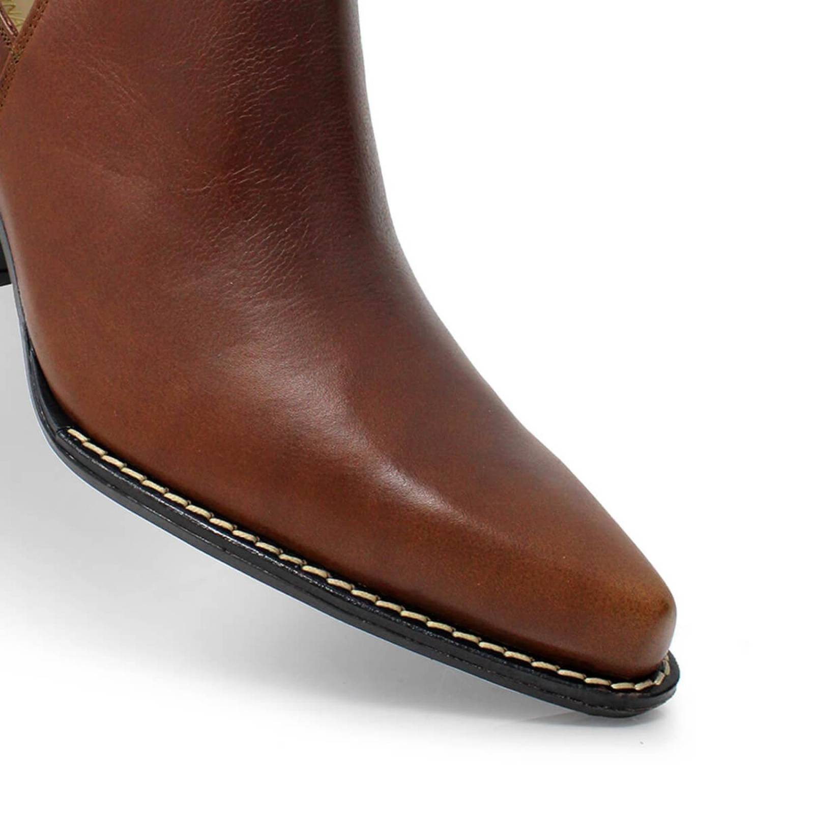 BLAKE 60 - Cafe Regina Romero Zapato Bota Botin Tacon Bajo Para Dama en Piel 