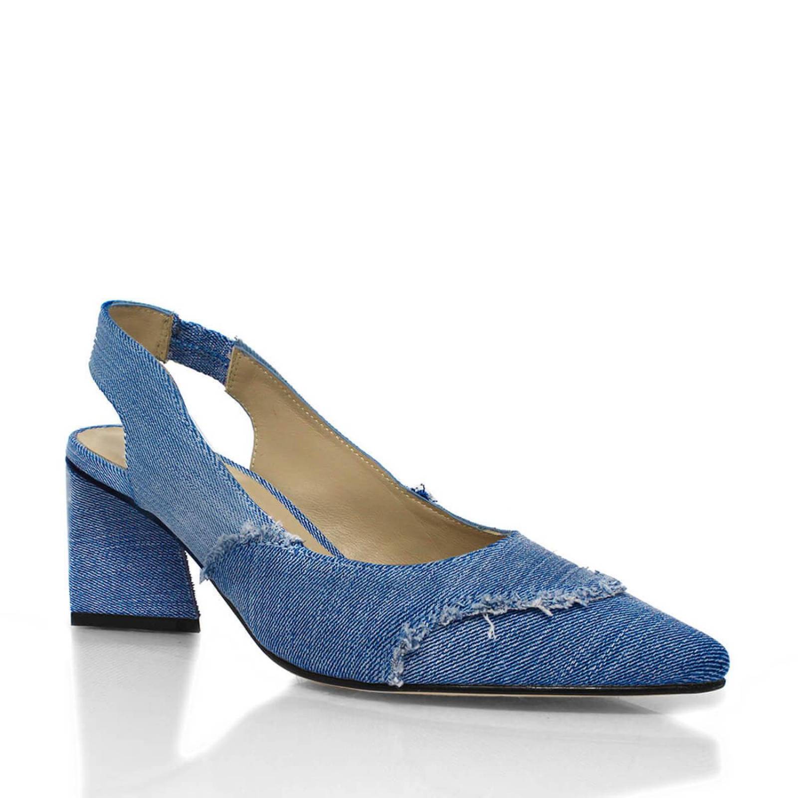 LIZZY 50 - Denim Regina Romero Zapato Zapatilla Tacon Bajo Para Dama en Piel 