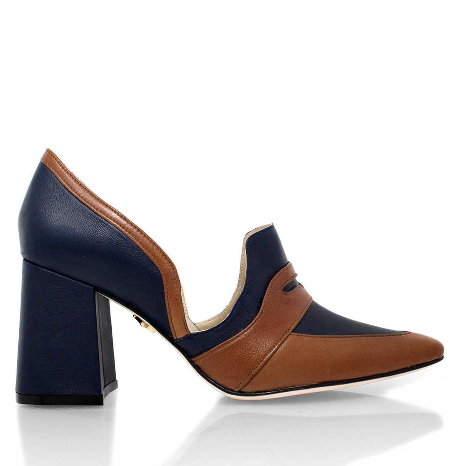 CHAD 80 - Azul Marino Regina Romero Zapato Zapatilla Tacon Alto Para Dama en Piel 