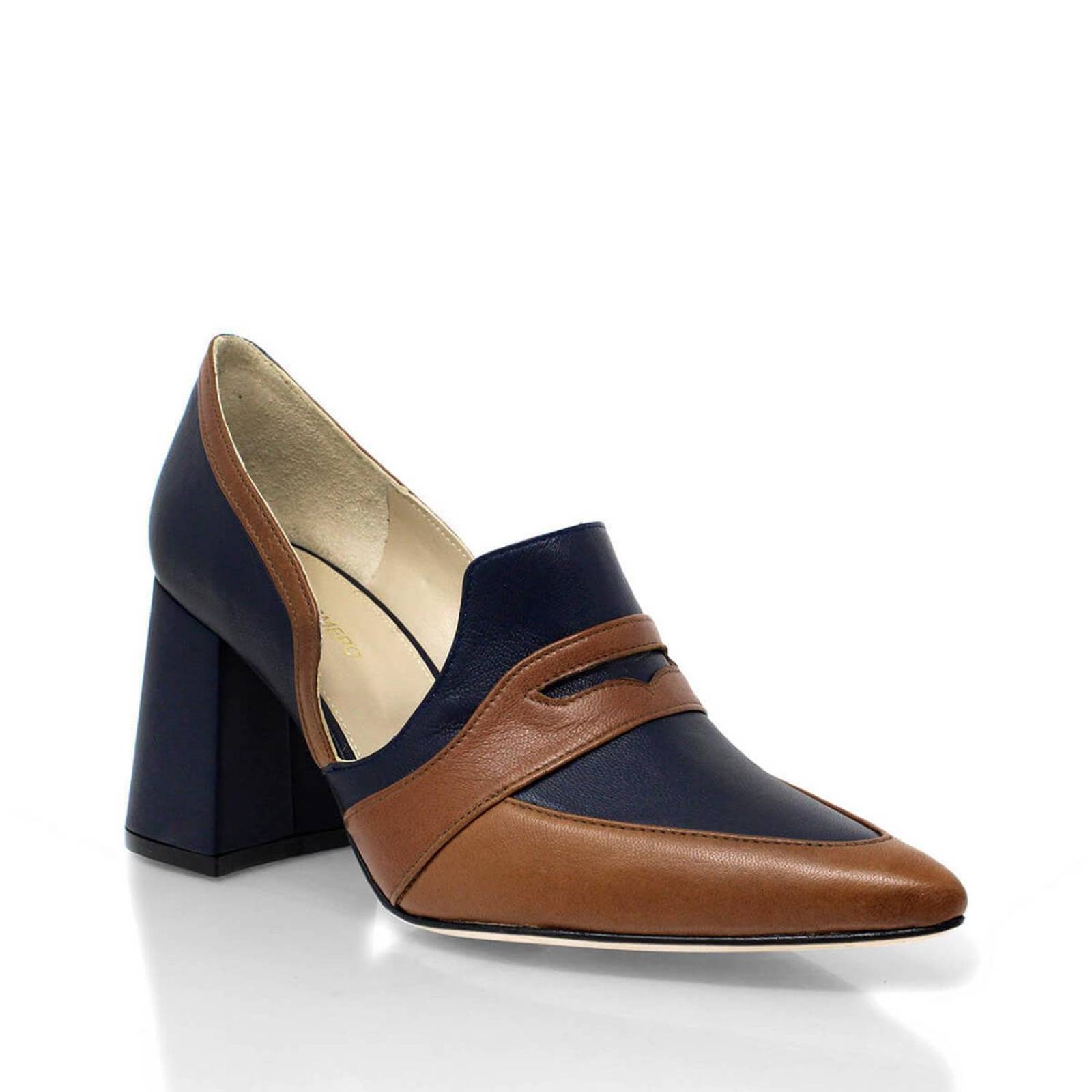 CHAD 80 - Azul Marino Regina Romero Zapato Zapatilla Tacon Alto Para Dama en Piel 