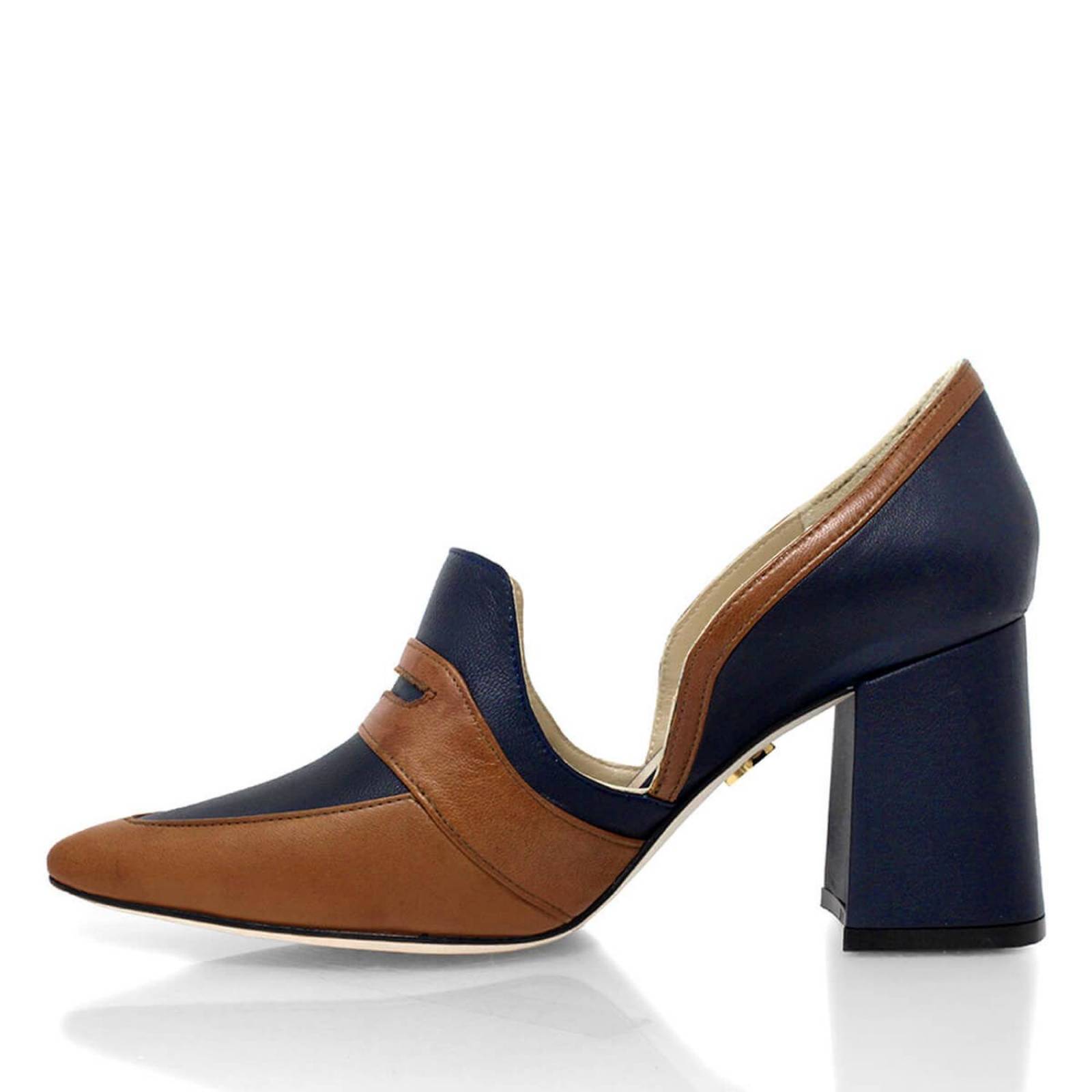 CHAD 80 - Azul Marino Regina Romero Zapato Zapatilla Tacon Alto Para Dama en Piel 