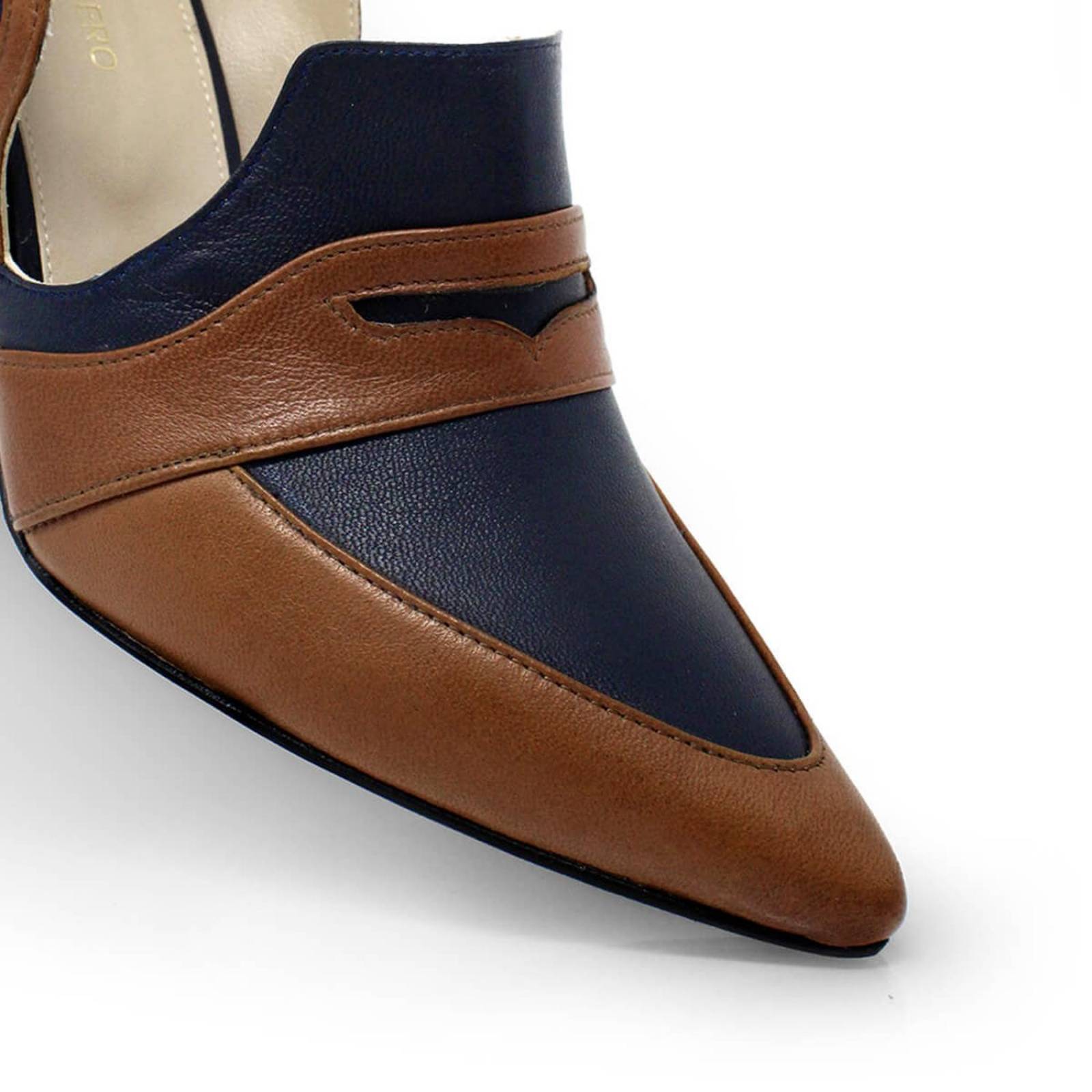 CHAD 80 - Azul Marino Regina Romero Zapato Zapatilla Tacon Alto Para Dama en Piel 