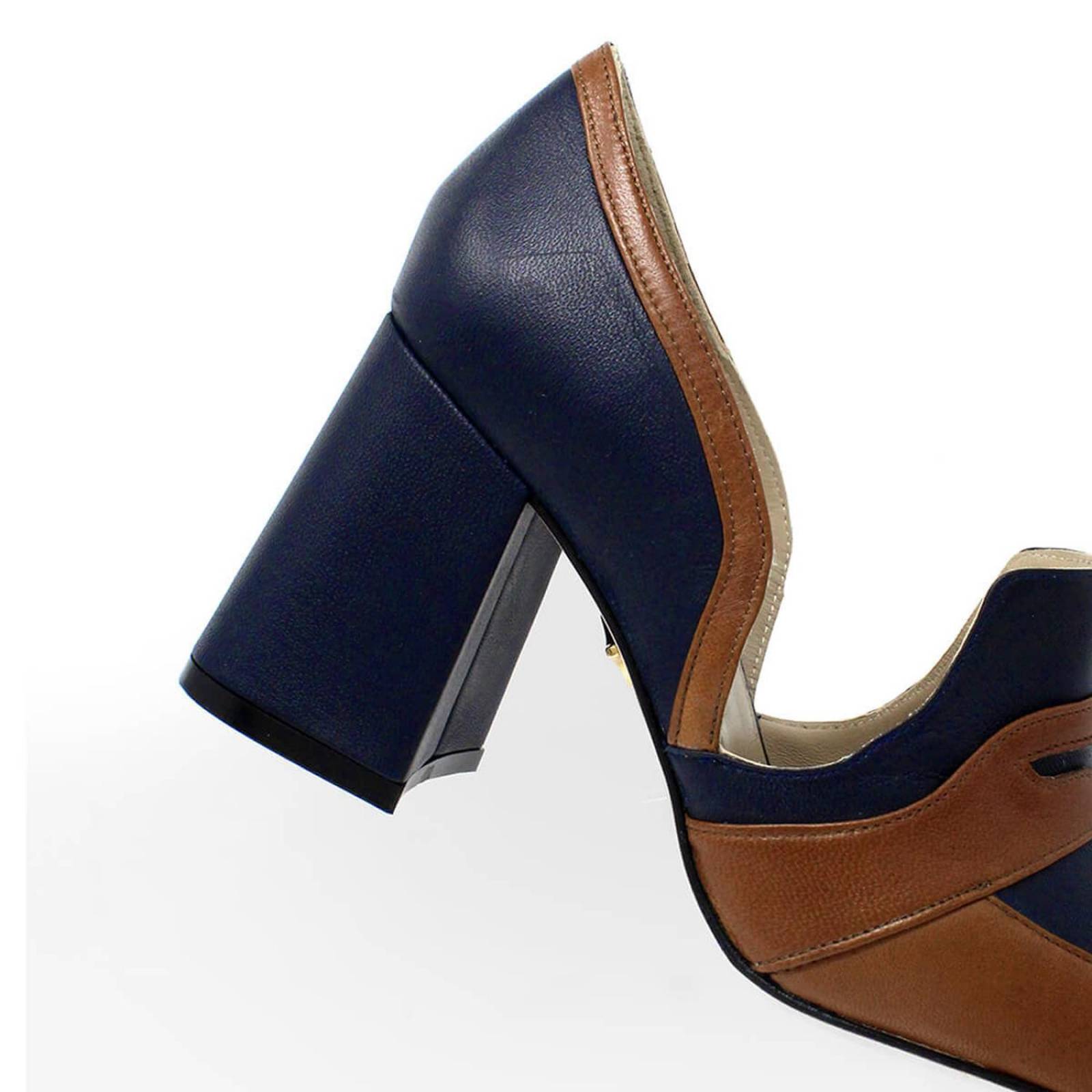 CHAD 80 - Azul Marino Regina Romero Zapato Zapatilla Tacon Alto Para Dama en Piel 