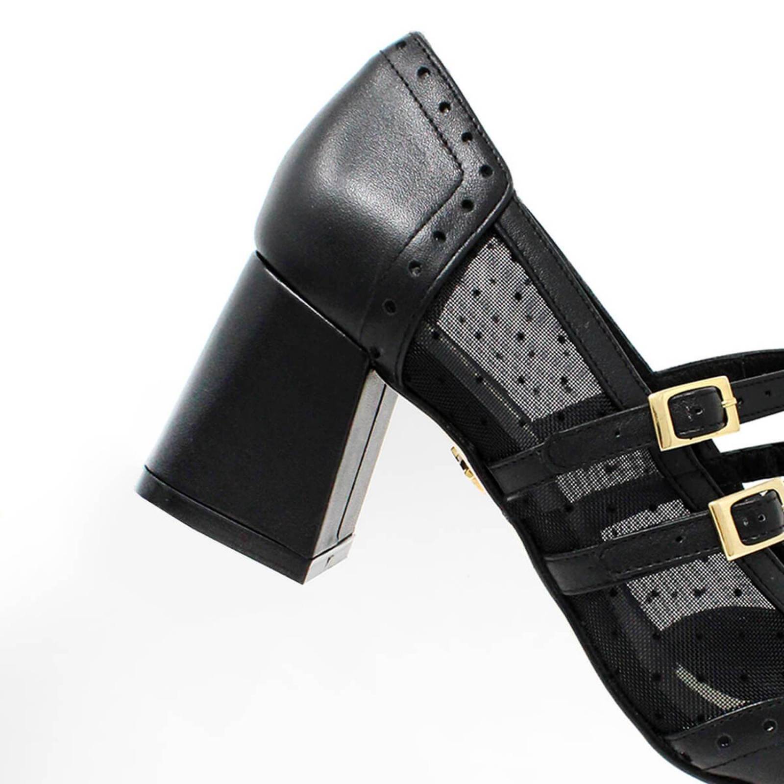 SUKI 50 - Negro Regina Romero Zapato Zapatilla Tacon Bajo Para Dama en Piel 