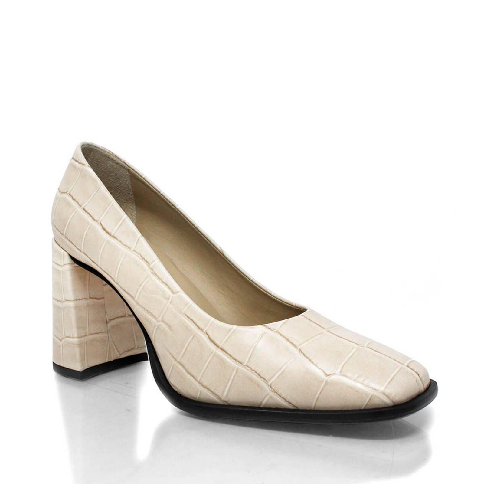 KAT 75 - Beige Regina Romero Zapato Zapatilla Tacon Alto Para Dama en Piel 