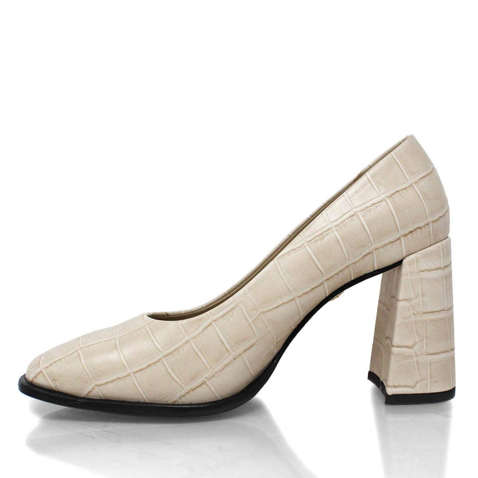 KAT 75 - Beige Regina Romero Zapato Zapatilla Tacon Alto Para Dama en Piel 