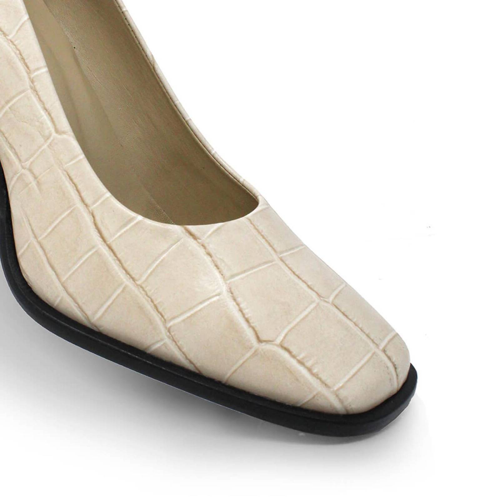 KAT 75 - Beige Regina Romero Zapato Zapatilla Tacon Alto Para Dama en Piel 