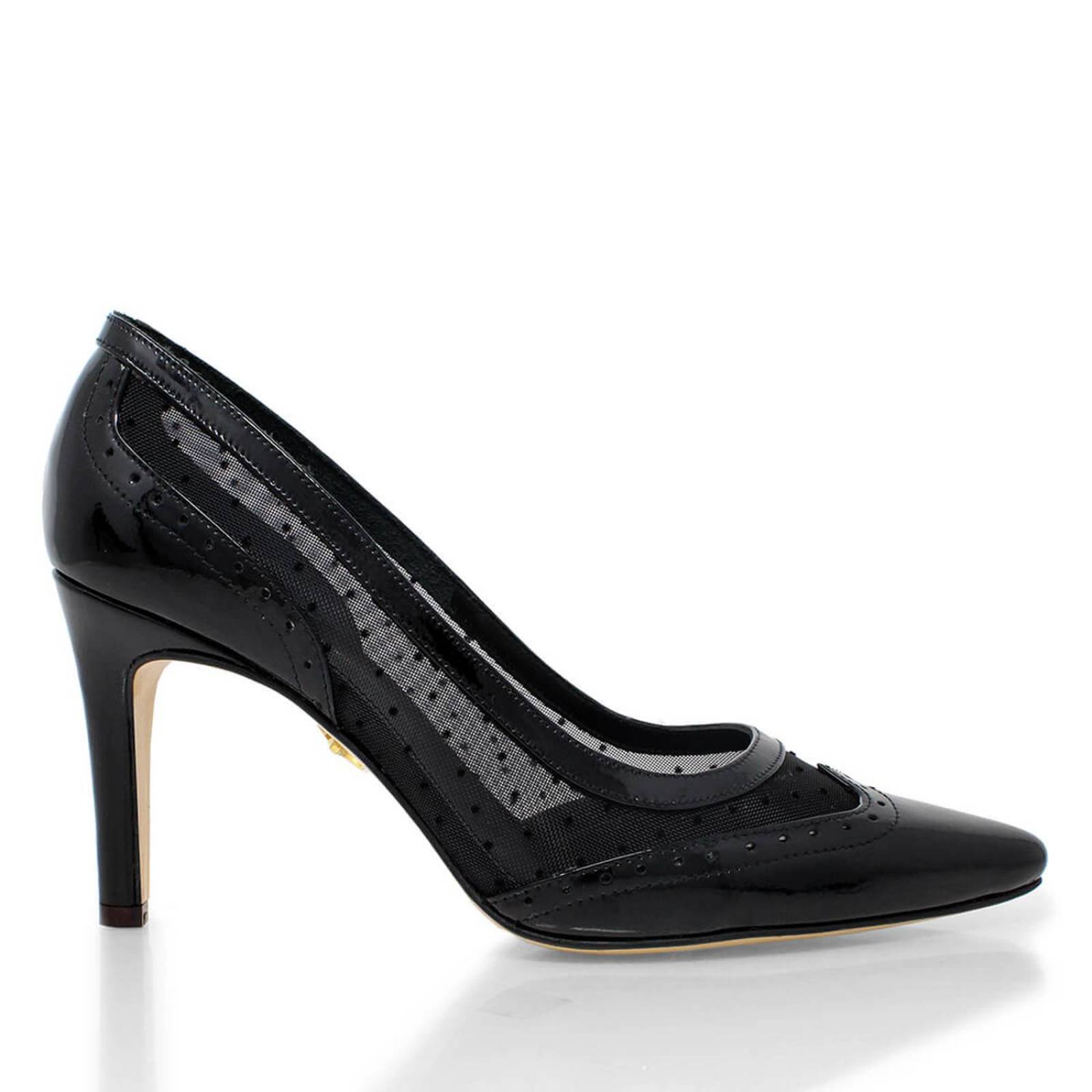 MITTY 80 - Charol Negro Regina Romero Zapato Zapatilla Tacon Alto Para Dama en Piel 