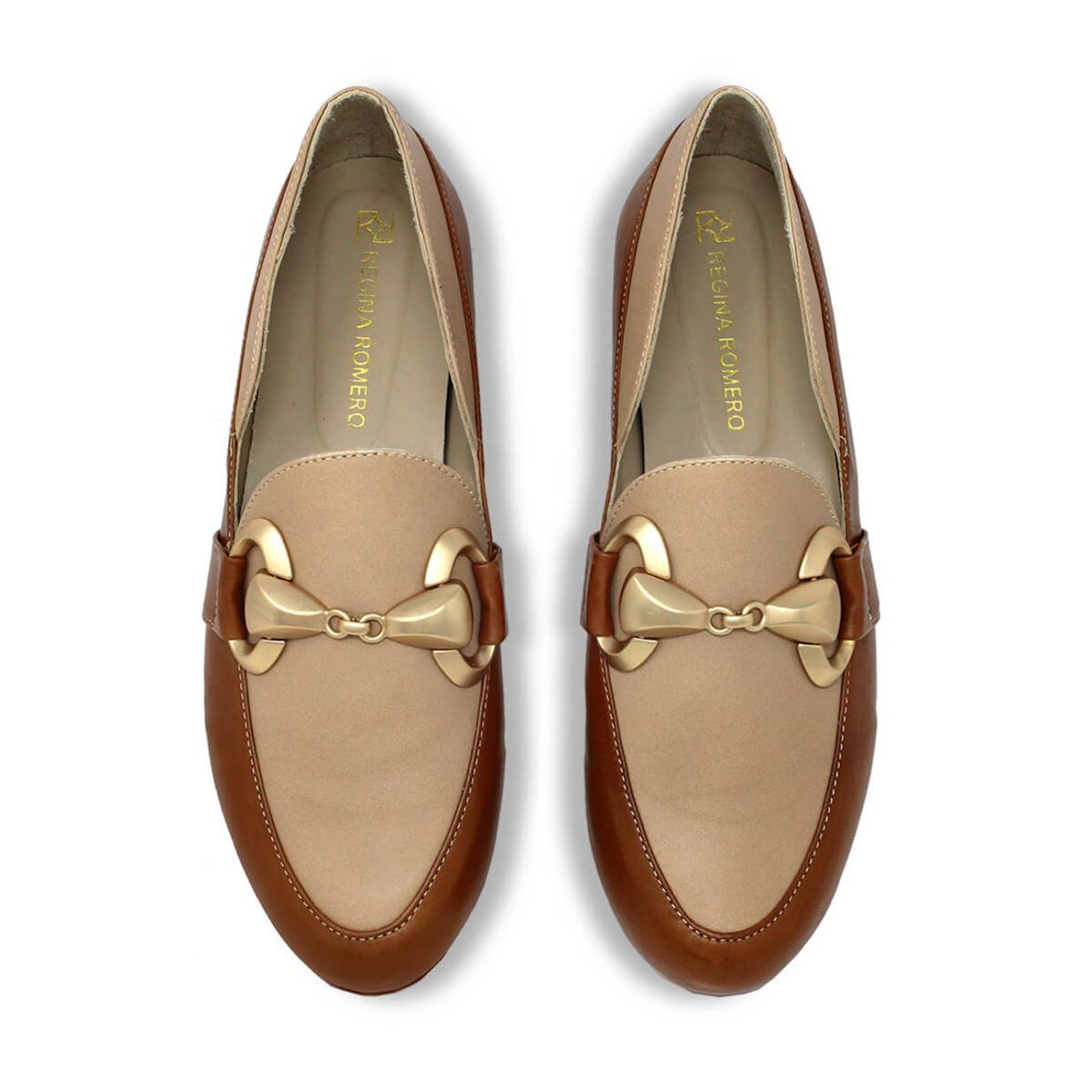 RANDY - Miel Regina Romero Zapato Mocasin de Piso Para Dama en Piel 