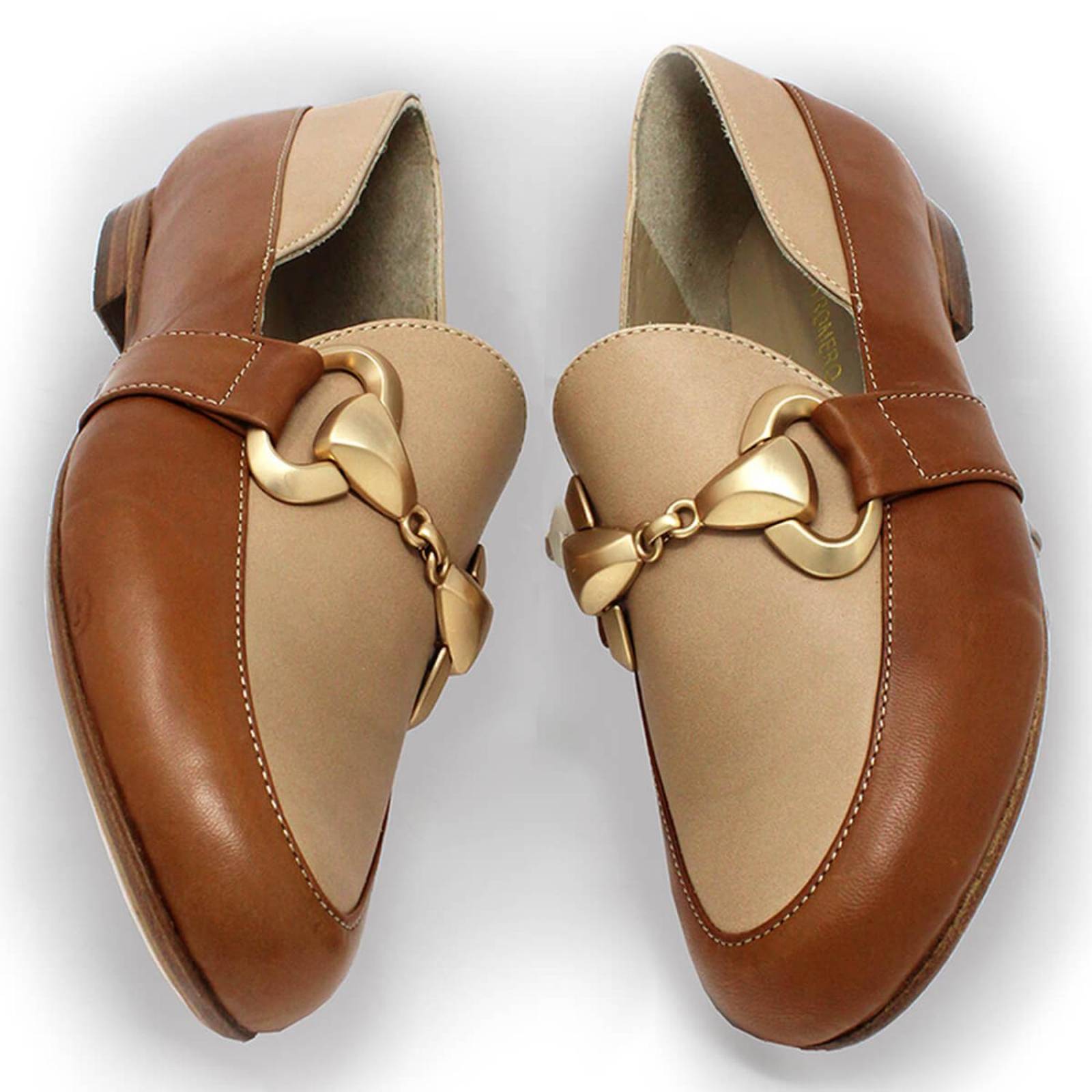 RANDY - Miel Regina Romero Zapato Mocasin de Piso Para Dama en Piel 