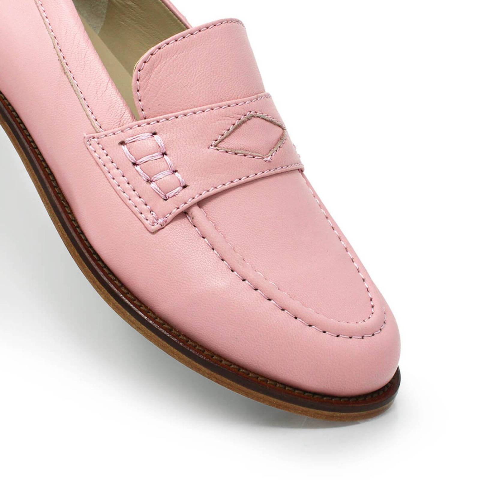 PENNY - Rosa Claro Regina Romero Zapato Mocasin de Piso Para Dama en Piel 