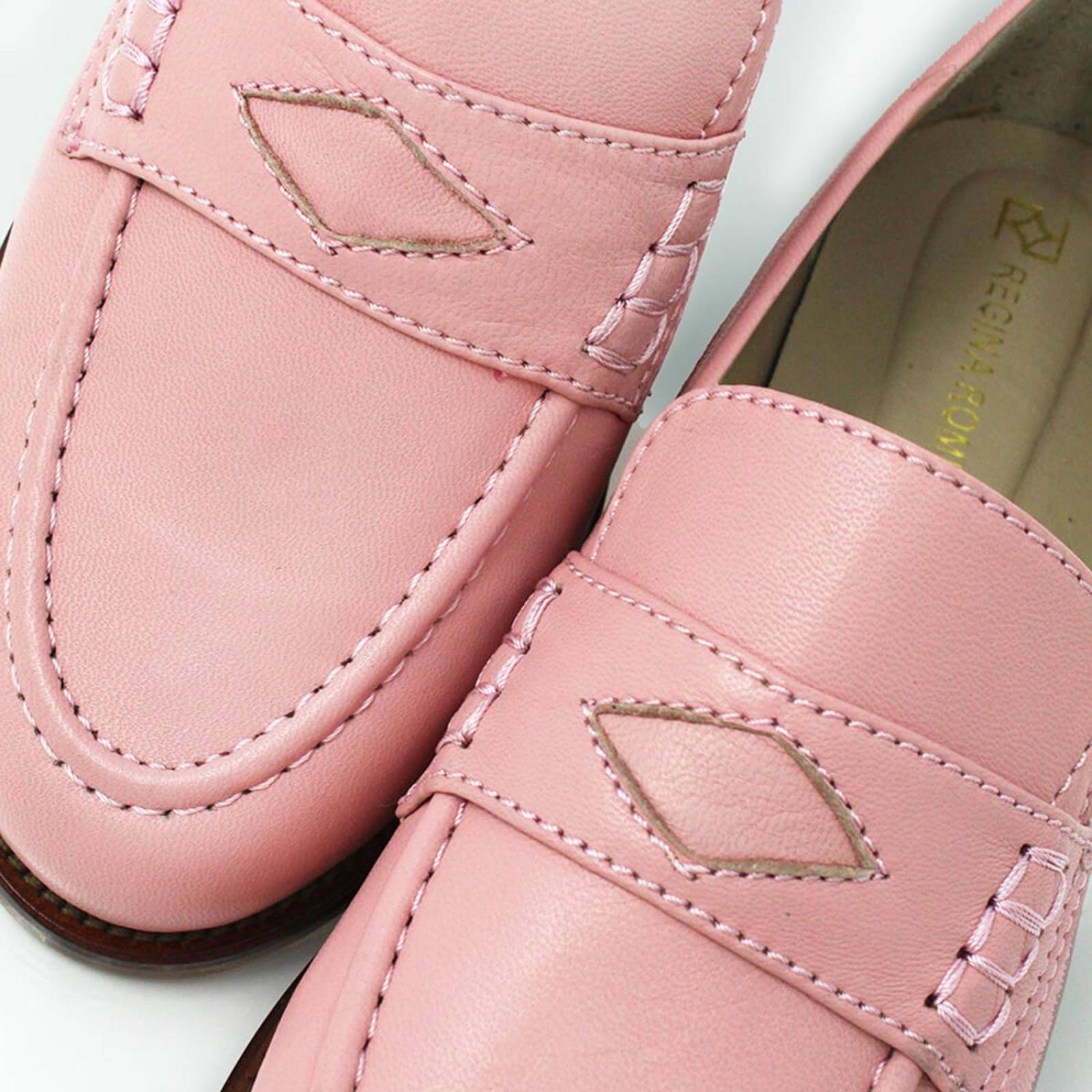 PENNY - Rosa Claro Regina Romero Zapato Mocasin de Piso Para Dama en Piel 