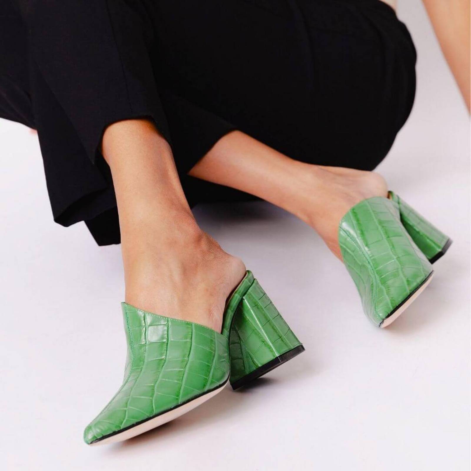 DENISE 80 - Verde Regina Romero Zapato Zapatilla Tacon Alto Para Dama en Piel