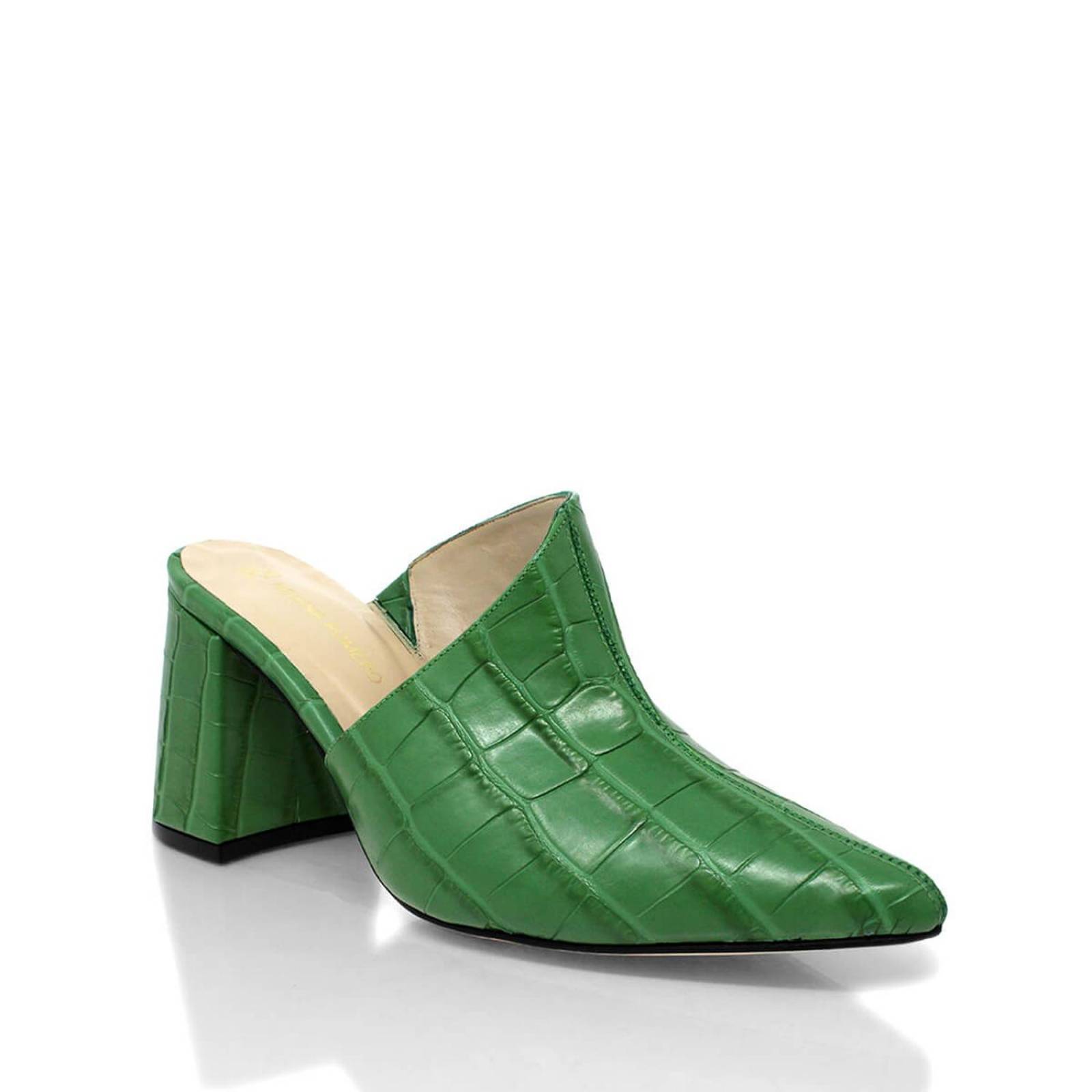 DENISE 80 - Verde Regina Romero Zapato Zapatilla Tacon Alto Para Dama en Piel