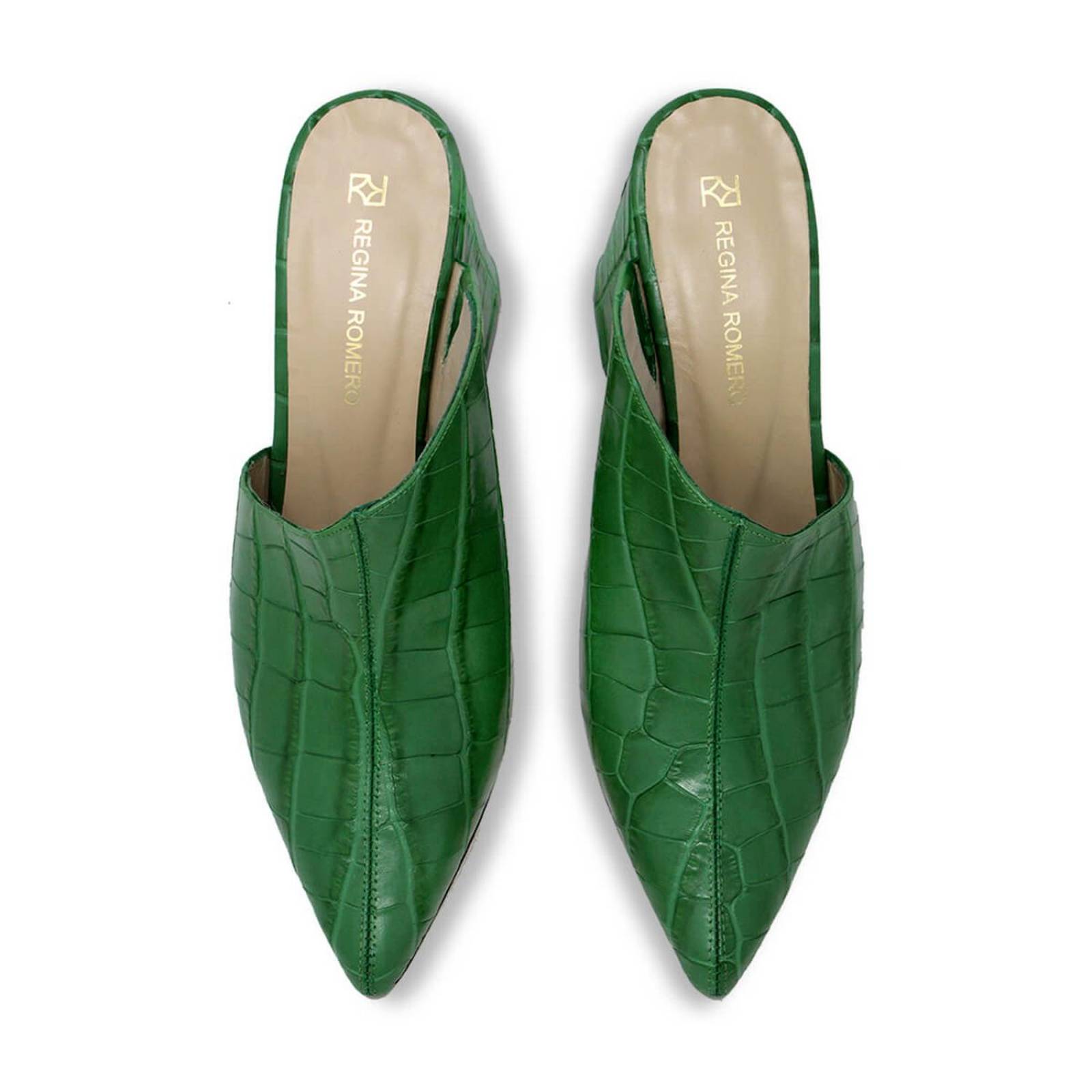 DENISE 80 - Verde Regina Romero Zapato Zapatilla Tacon Alto Para Dama en Piel