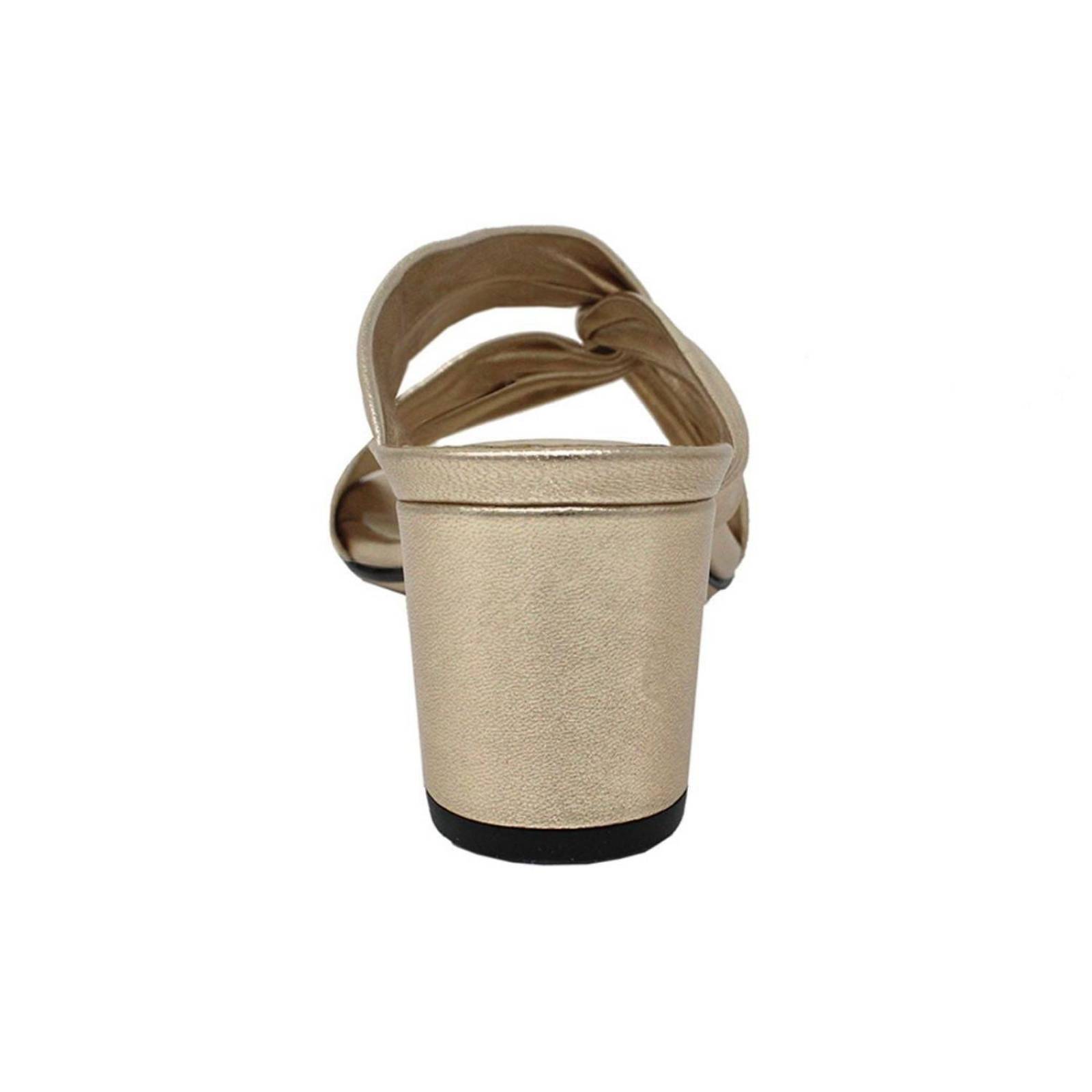 LINDA 55 - Champagne Regina Romero Zapato Sandalia Zapatilla Tacon Bajo Para Dama en Piel 