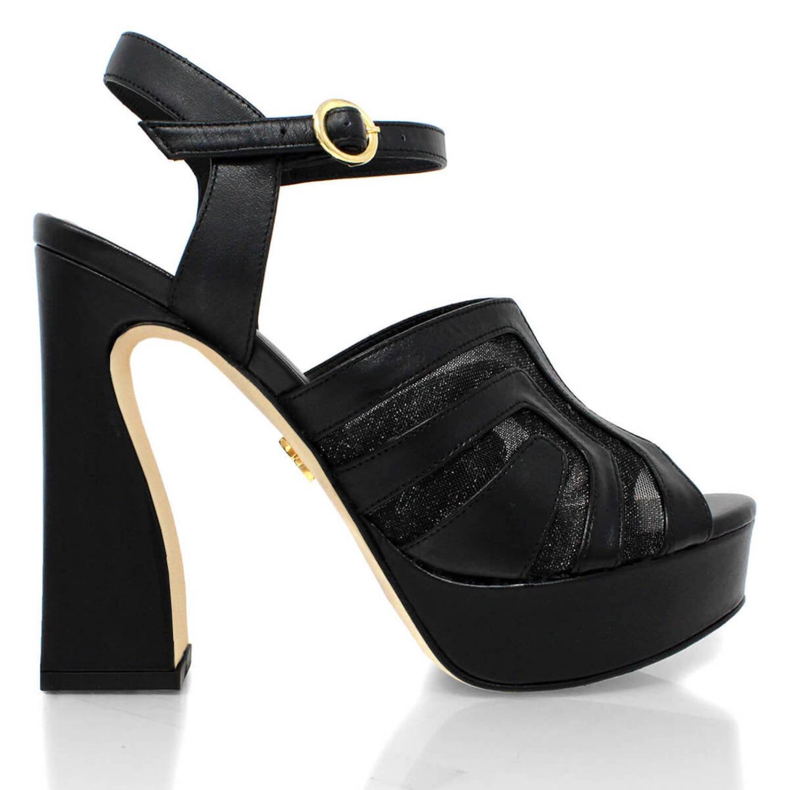 ROBIN 125 - Negro Regina Romero Zapato Sandalia Plataforma Tacon Alto Para Dama en Piel 