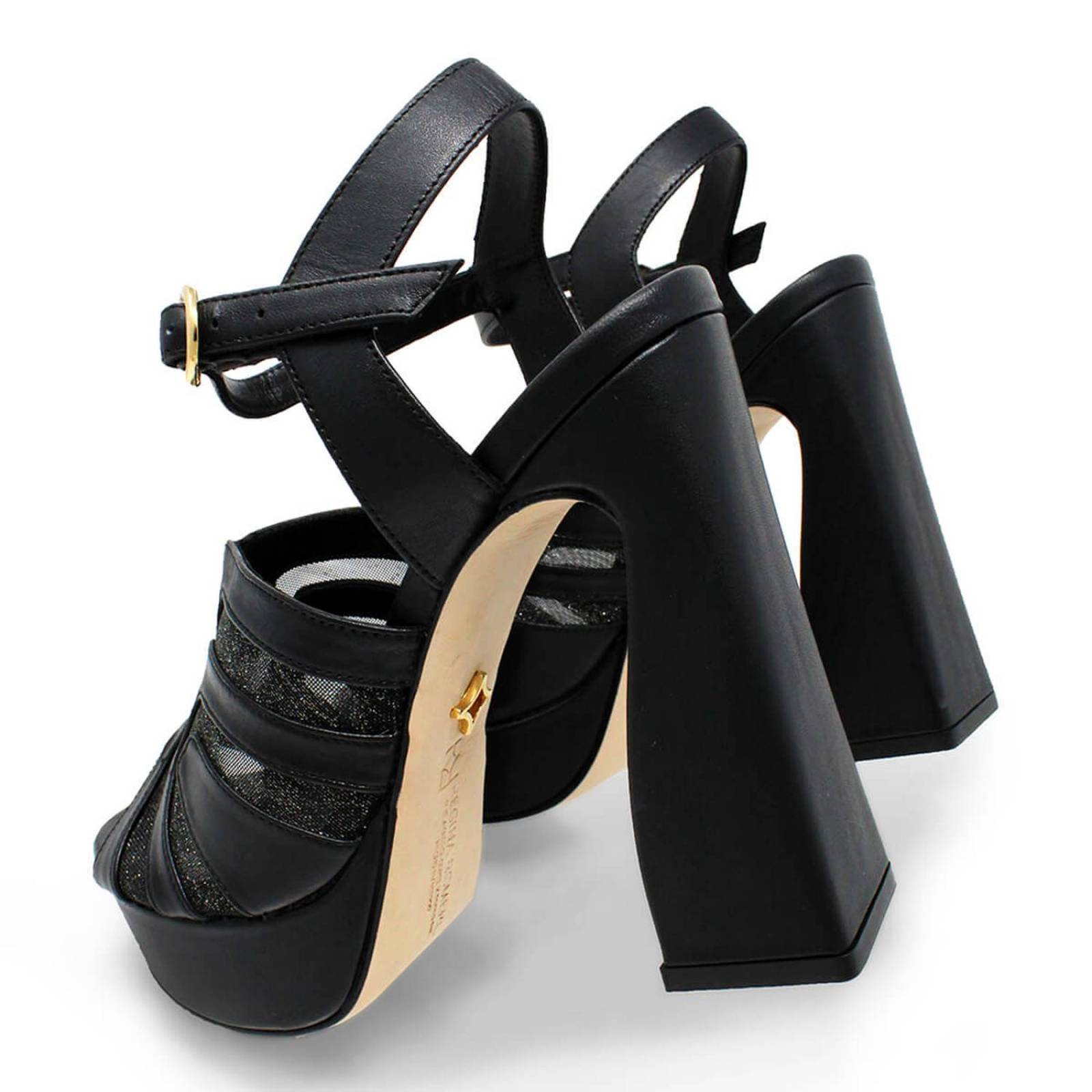 ROBIN 125 - Negro Regina Romero Zapato Sandalia Plataforma Tacon Alto Para Dama en Piel 