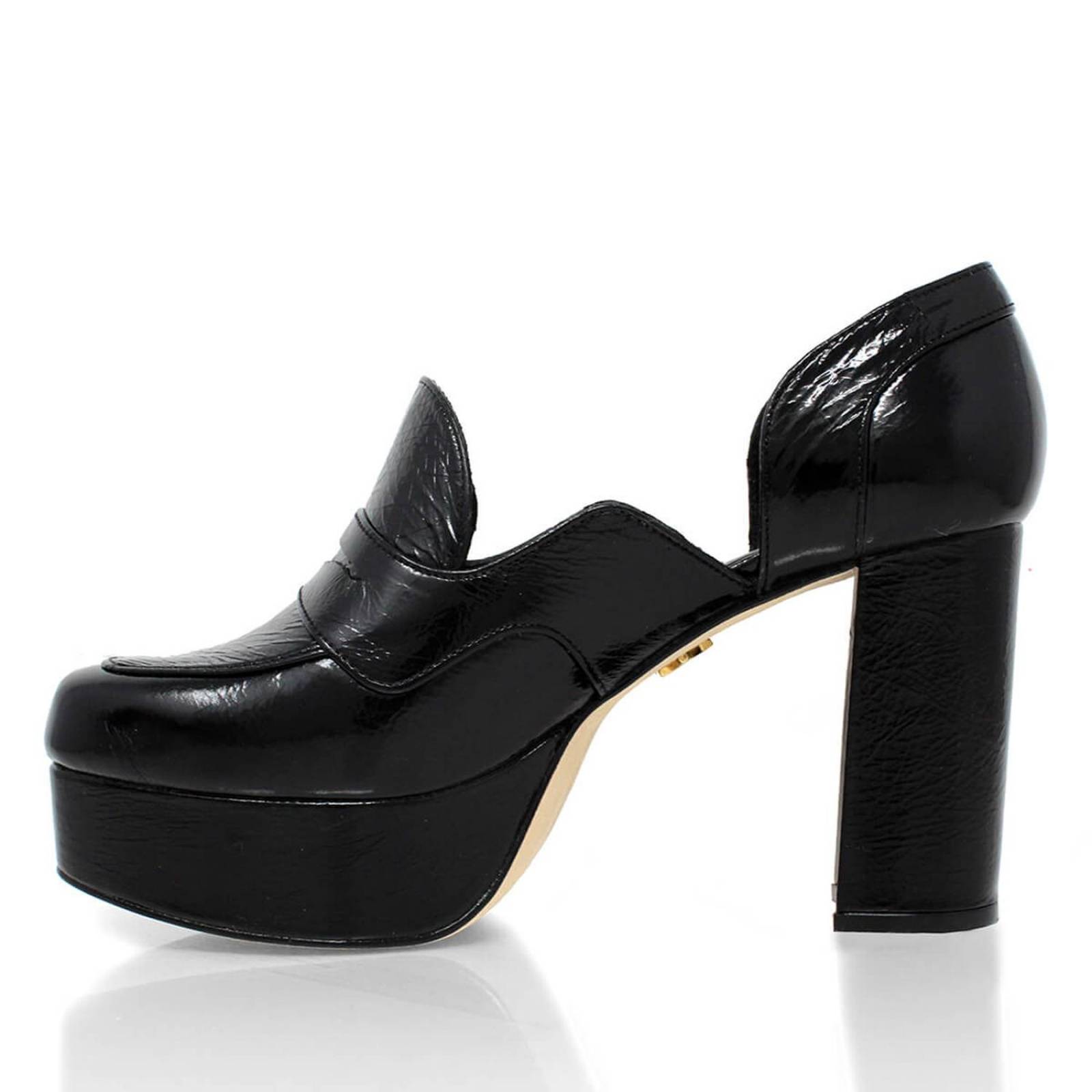 JOY 95 - Negro Regina Romero Zapato Zapatilla Tacon Alto Para Dama en Piel 