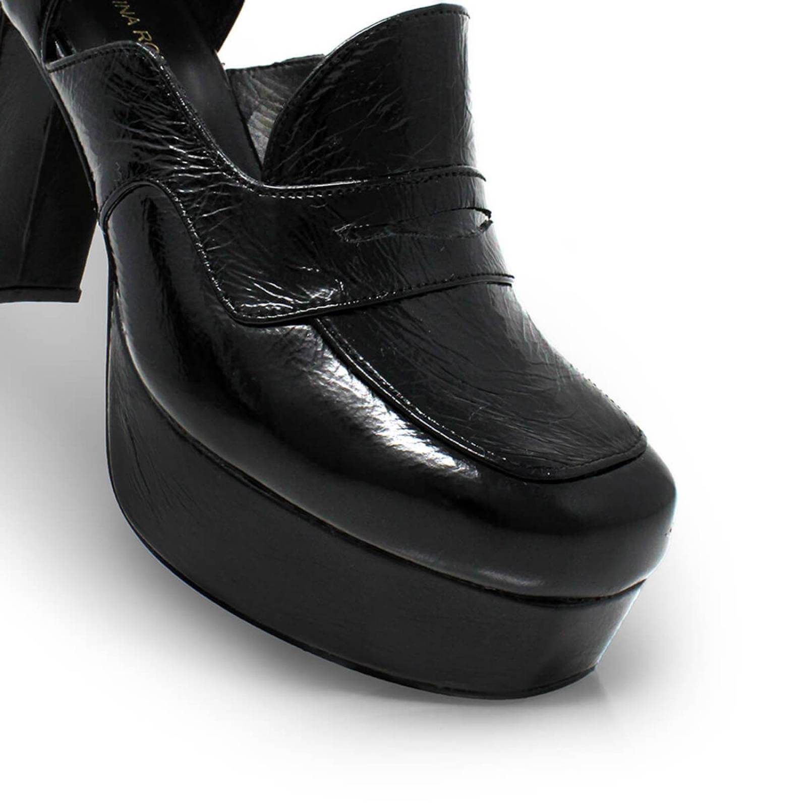 JOY 95 - Negro Regina Romero Zapato Zapatilla Tacon Alto Para Dama en Piel 