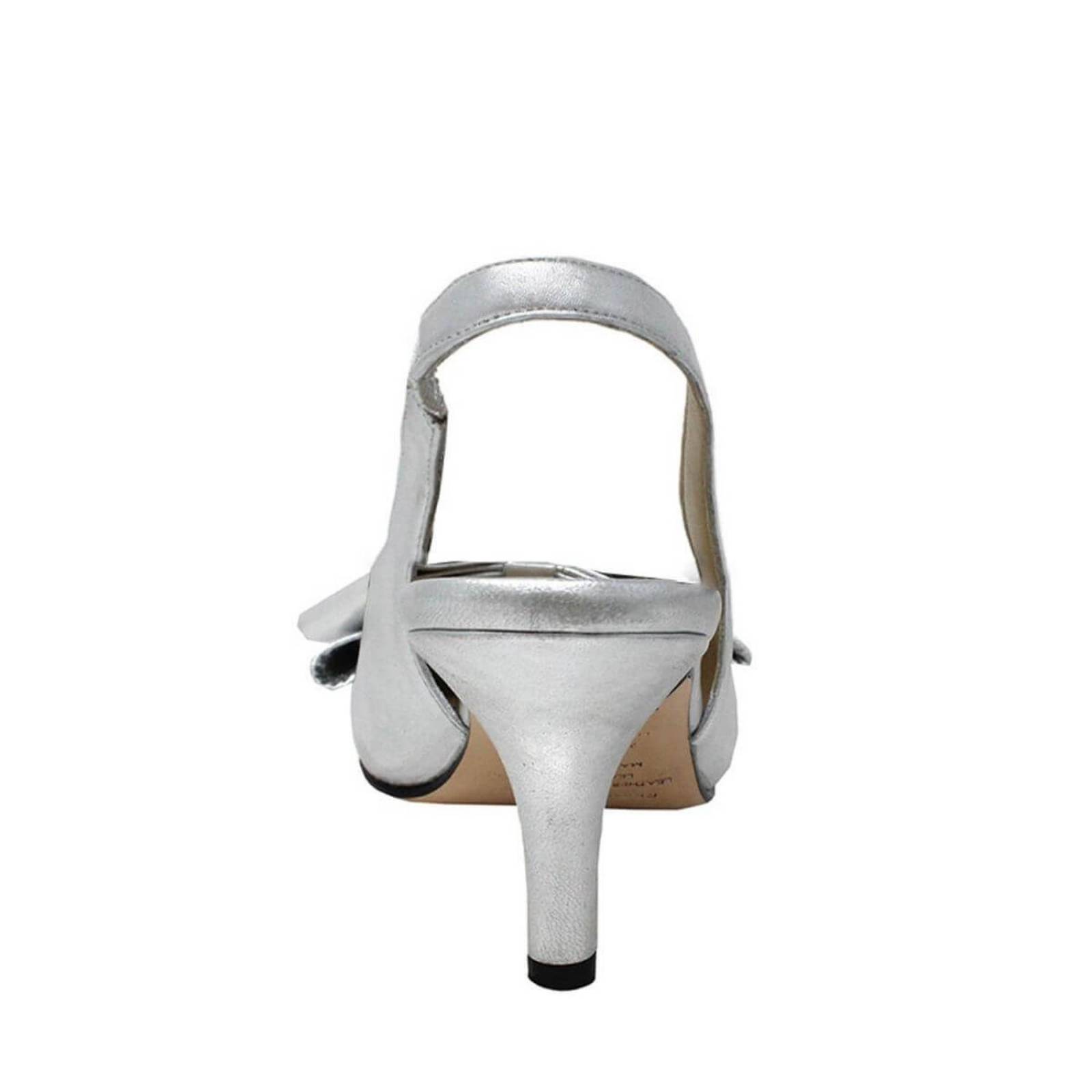 MIMI 50 - Plata Regina Romero Zapato Sandalia Zapatilla Tacon Bajo Para Dama en Piel 