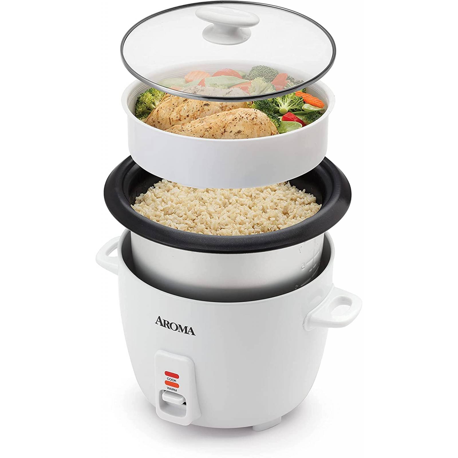 Aroma | Arrocera y Vaporera | 14 tazas |Vidrio templado | 600w | Blanco | Reacondicionado