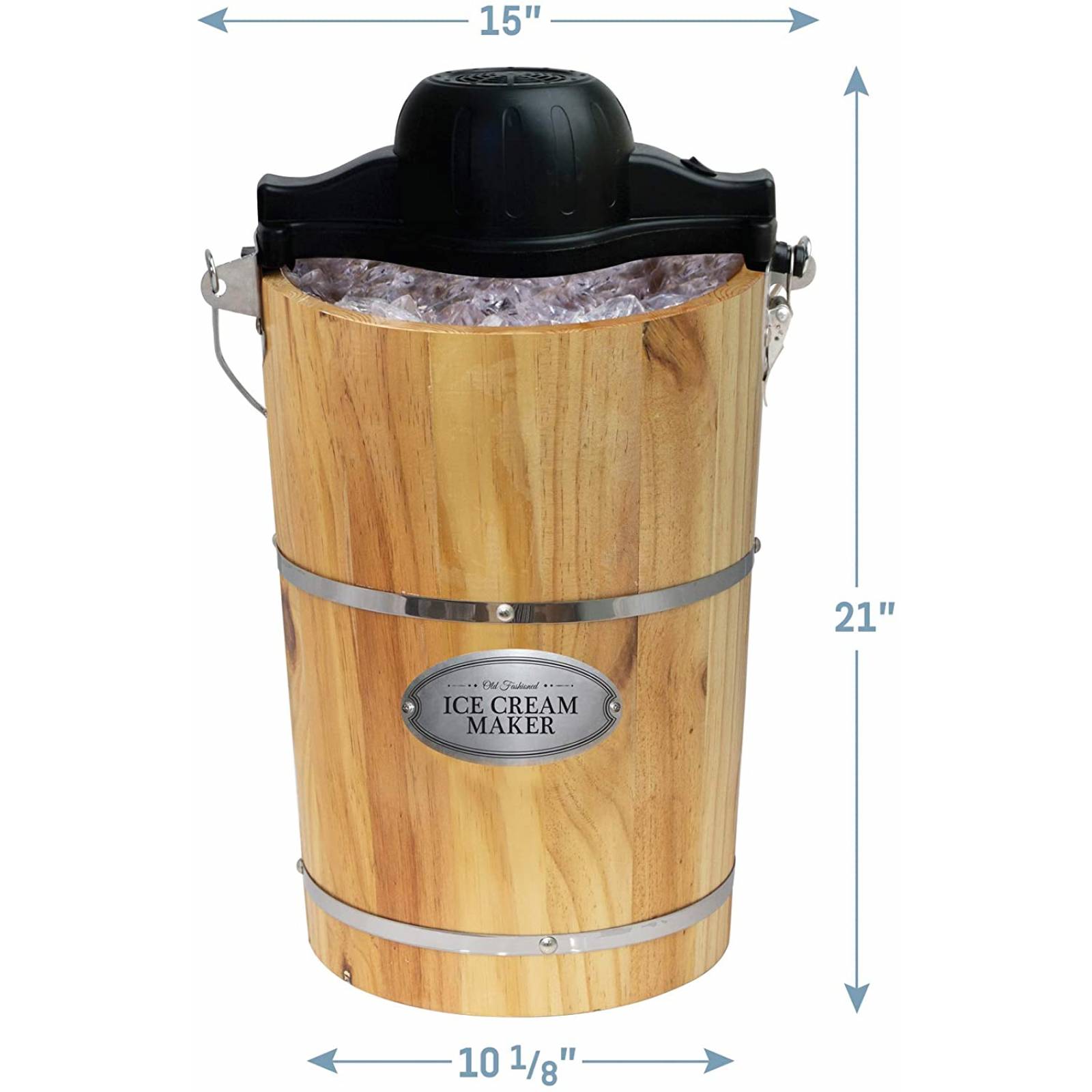 Maquina de Helados Electrica-manual Cubeta De Madera EIM502  - Elite Gourmet  Renewed