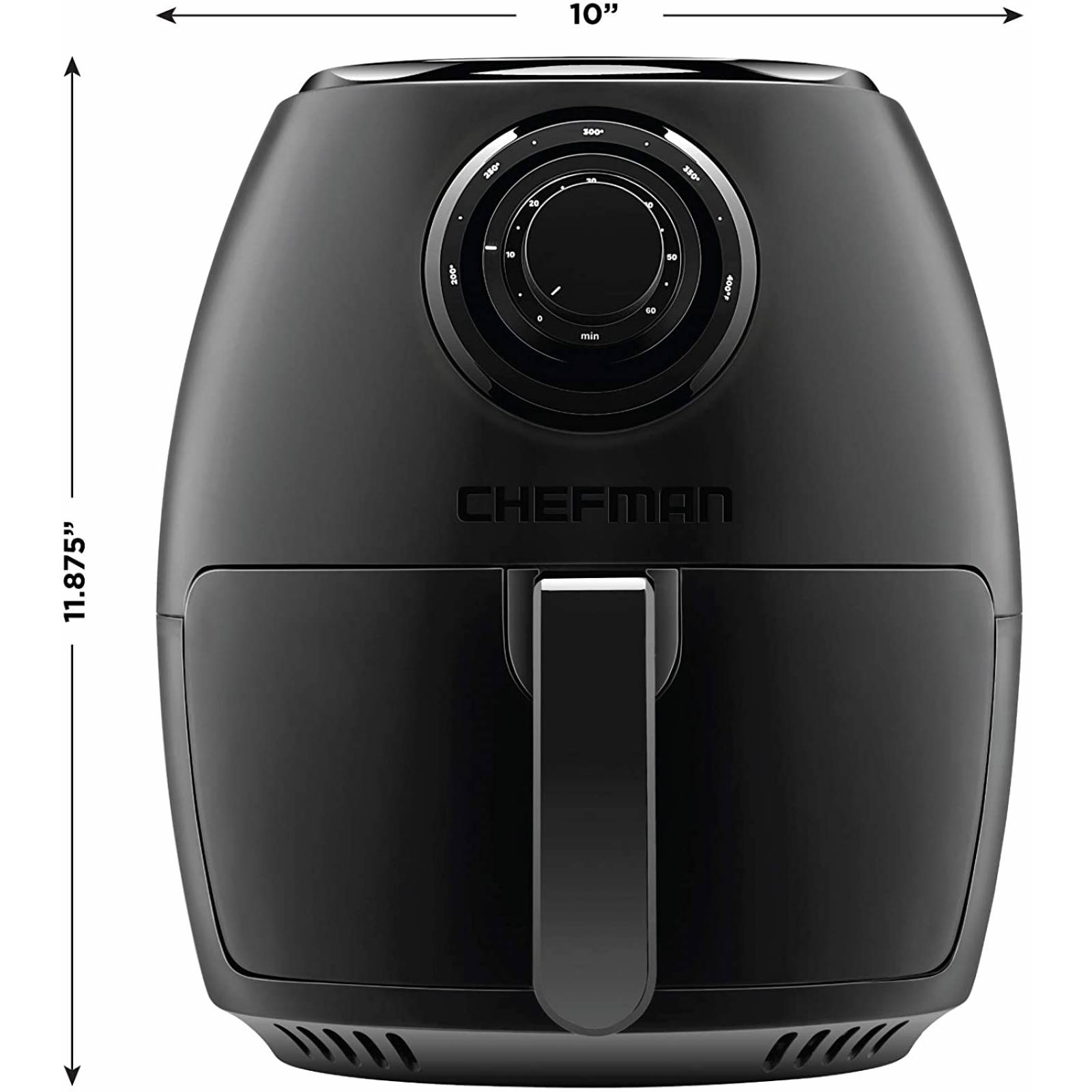 Chefman | Freidora de Aire de 3.5L | AirFryer TurboFry Fríe sin Aceite | Doble Perilla de Temperatura y Tiempo | Negro Mate RJ38-V3-DC35