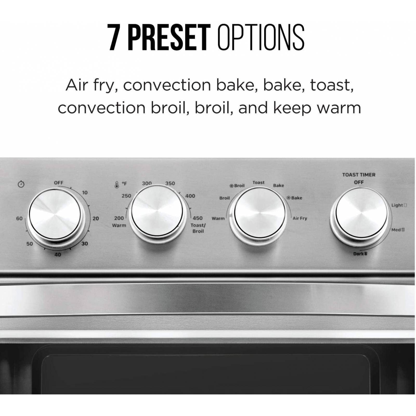 Chefman Horno Freidora de Aire de 20 Litros Fríe sin Aceite 7 en 1 Interior Antiaderente Acero Inoxidable RJ50-SS-M20-MX