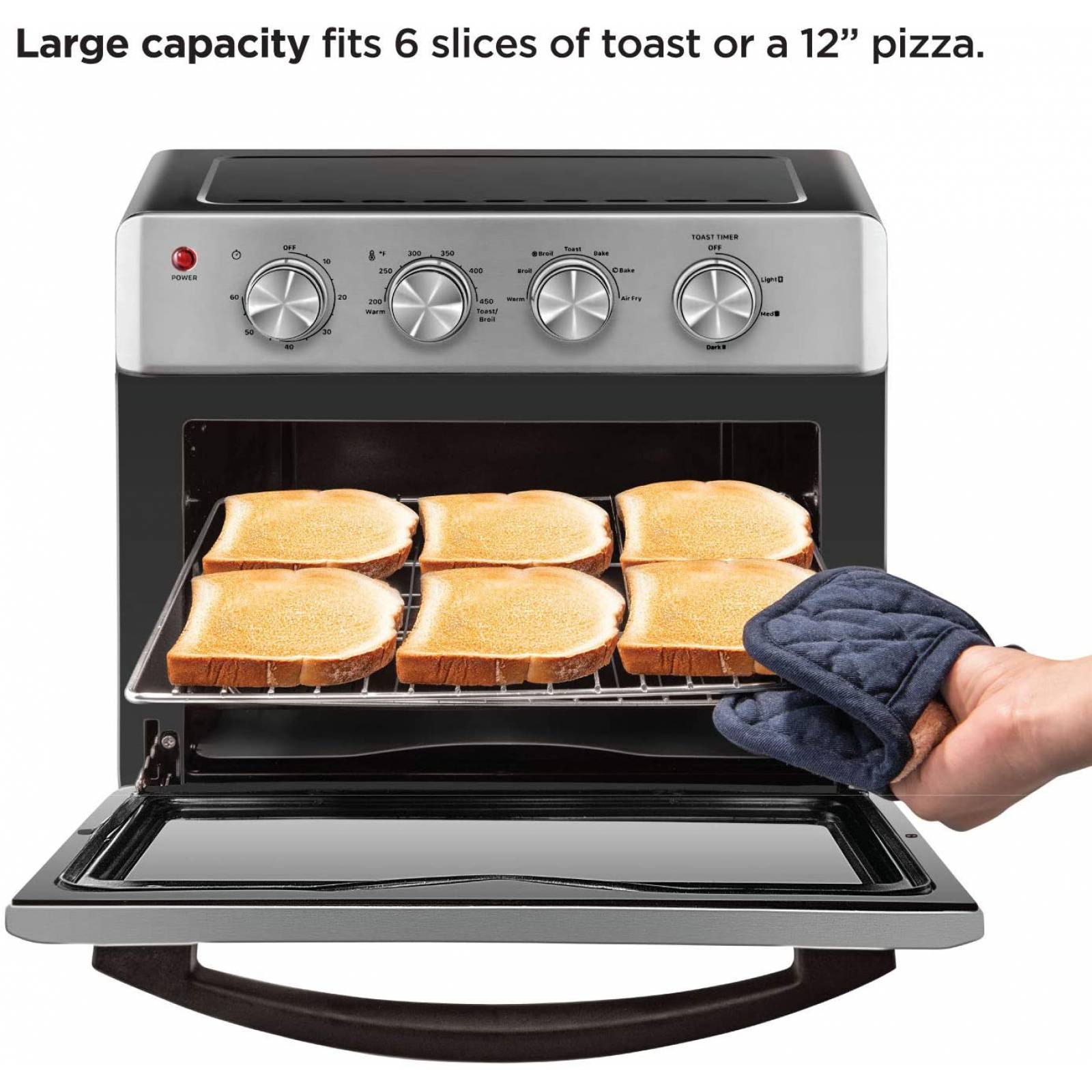 Chefman Horno Freidora de Aire de 20 Litros Fríe sin Aceite 7 en 1 Interior Antiaderente Acero Inoxidable RJ50-SS-M20-MX