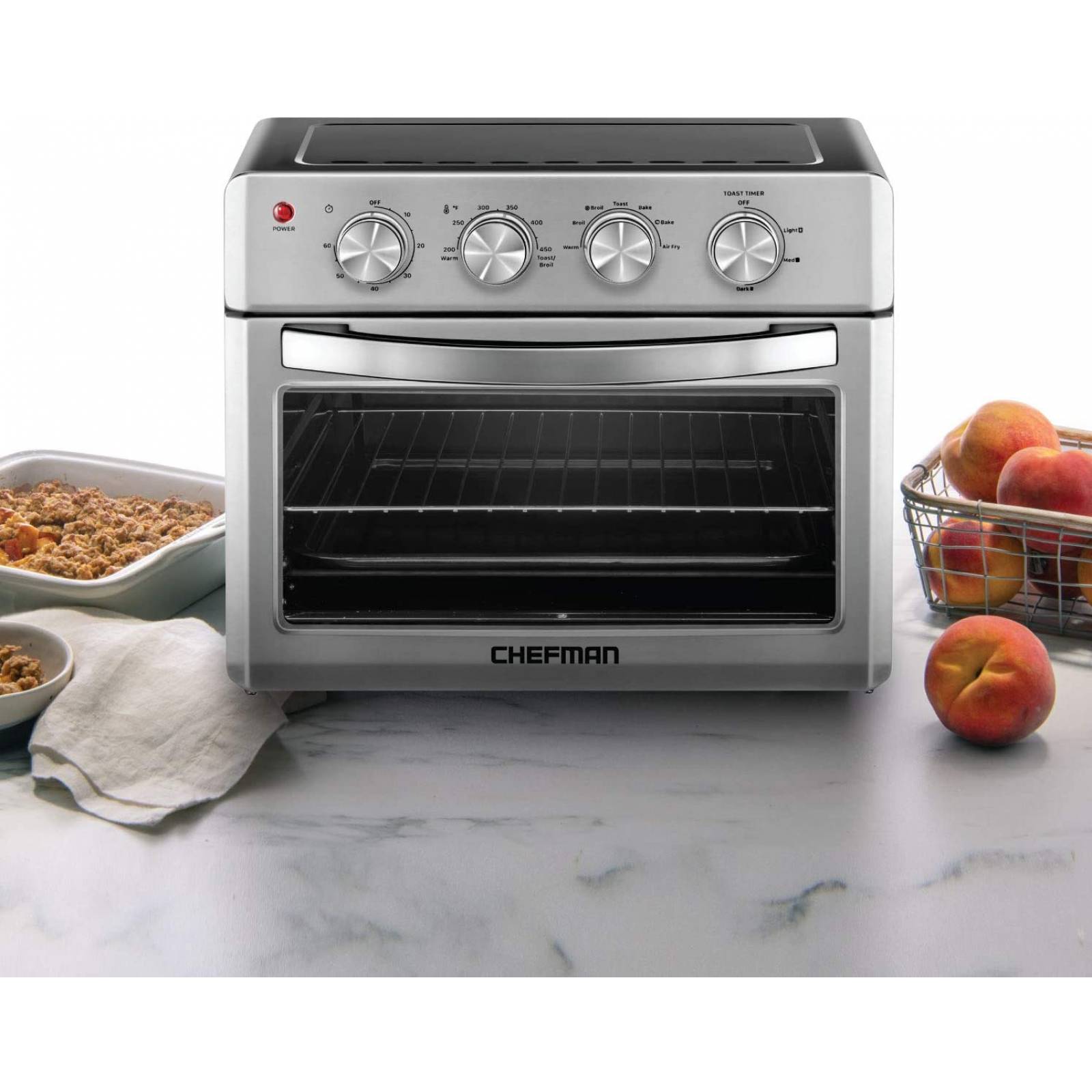 Chefman Horno Freidora de Aire de 20 Litros Fríe sin Aceite 7 en 1 Interior Antiaderente Acero Inoxidable RJ50-SS-M20-MX