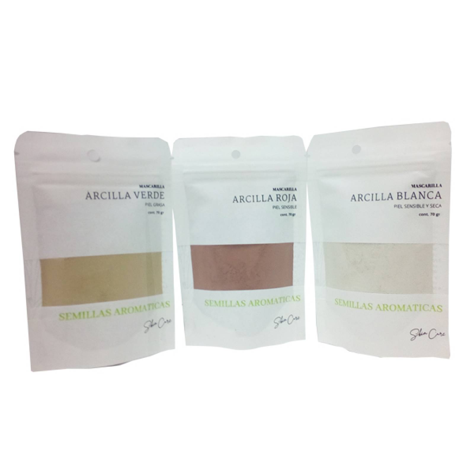 KIT DE ARCILLAS ROJA  BLANCA Y  VERDE C 70 GR C UNA