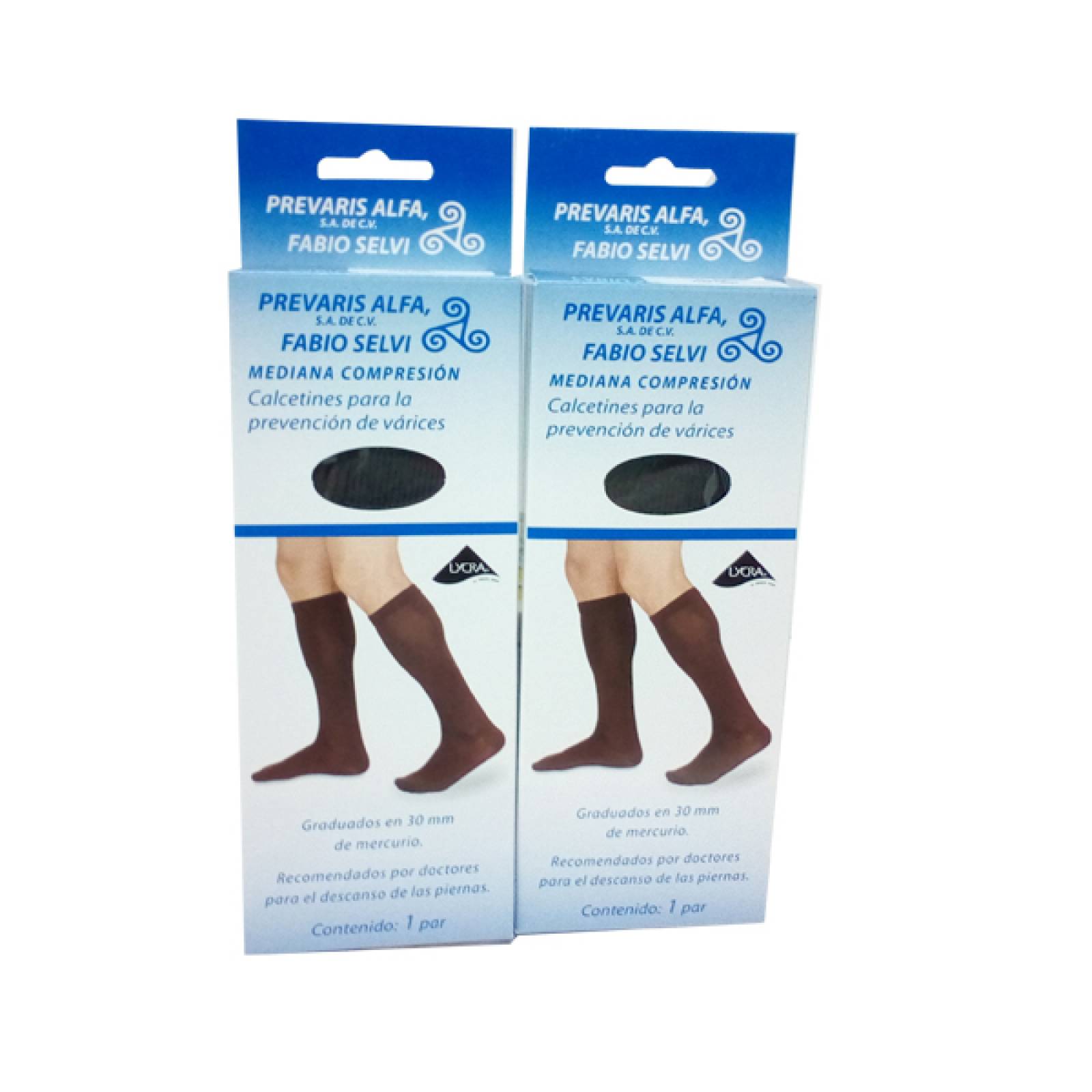 KIT C 2 PARES CALCETIN PREVARIS MEDIANA COMPRESION GRIS OXFORD GDE EXGDE