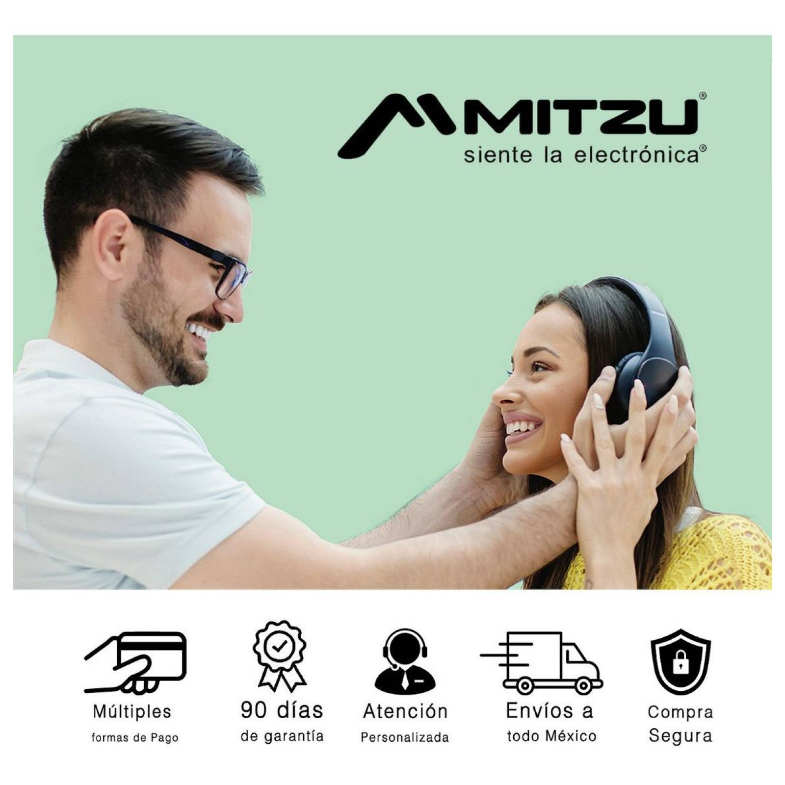 Audífonos Diadema Mitzu Inalámbricos Bluetooth Mh-8097 Azul