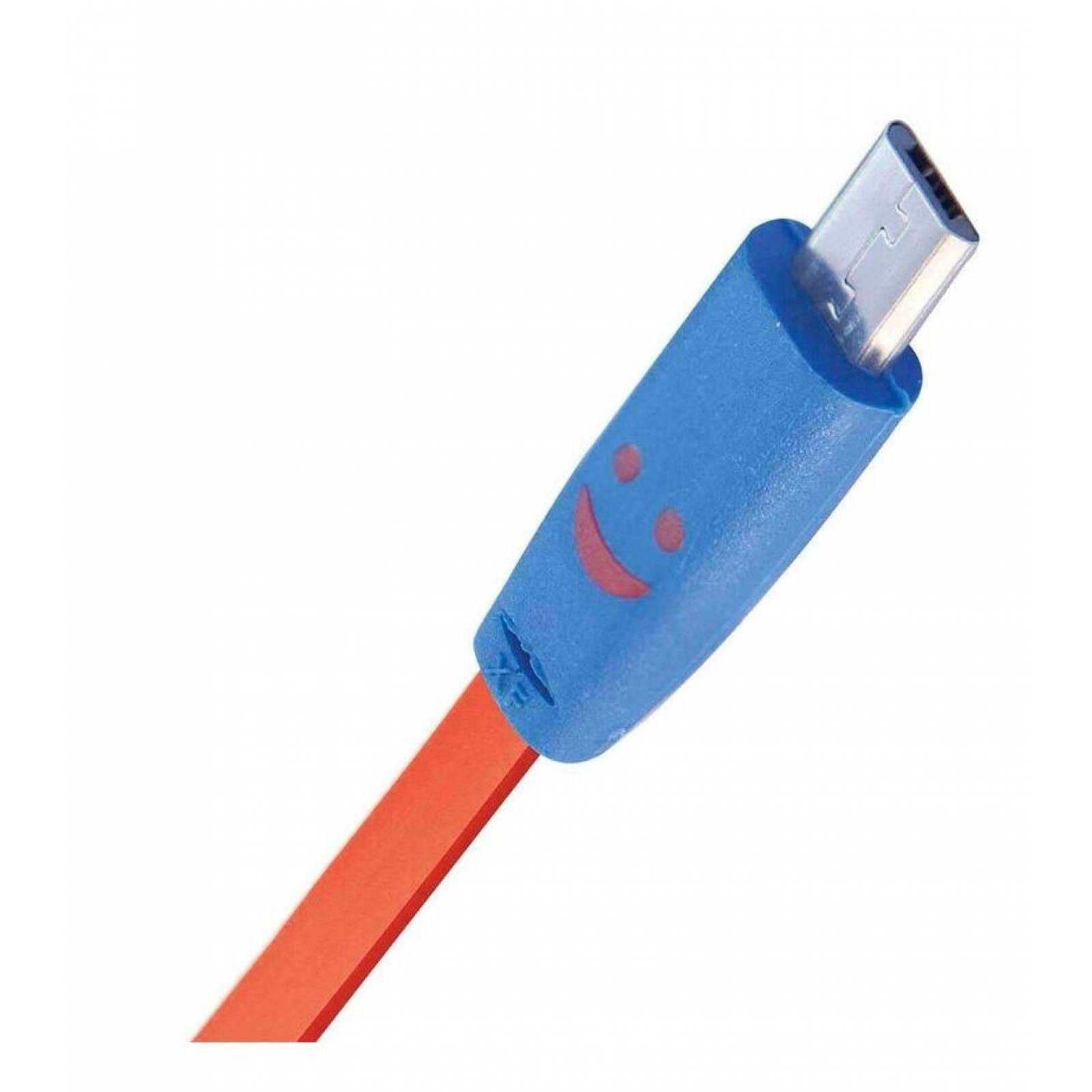 Cable USB A Micro USB Plano con cara feliz 1 M Negro Rojo