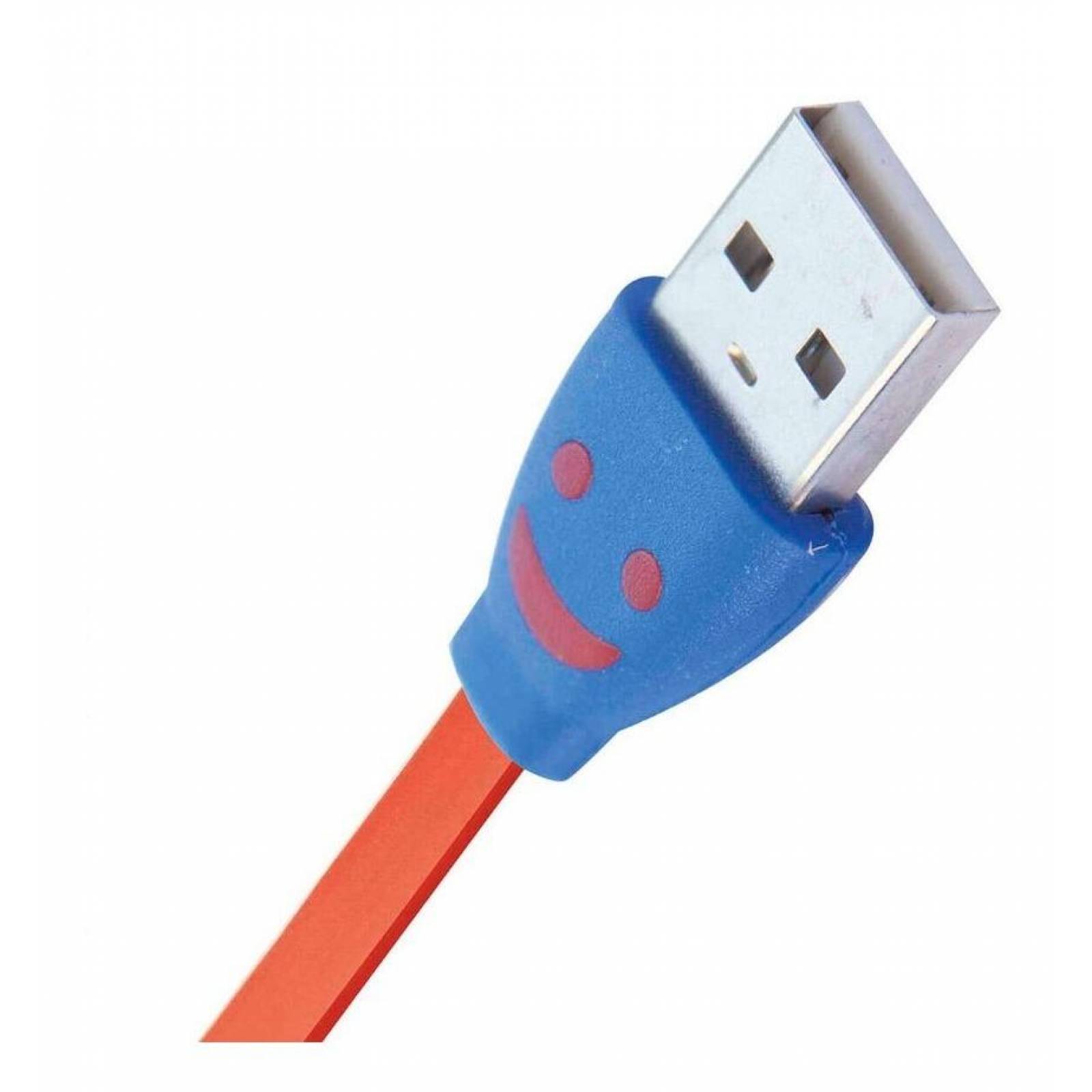 Cable USB A Micro USB Plano con cara feliz 1 M Negro Rojo