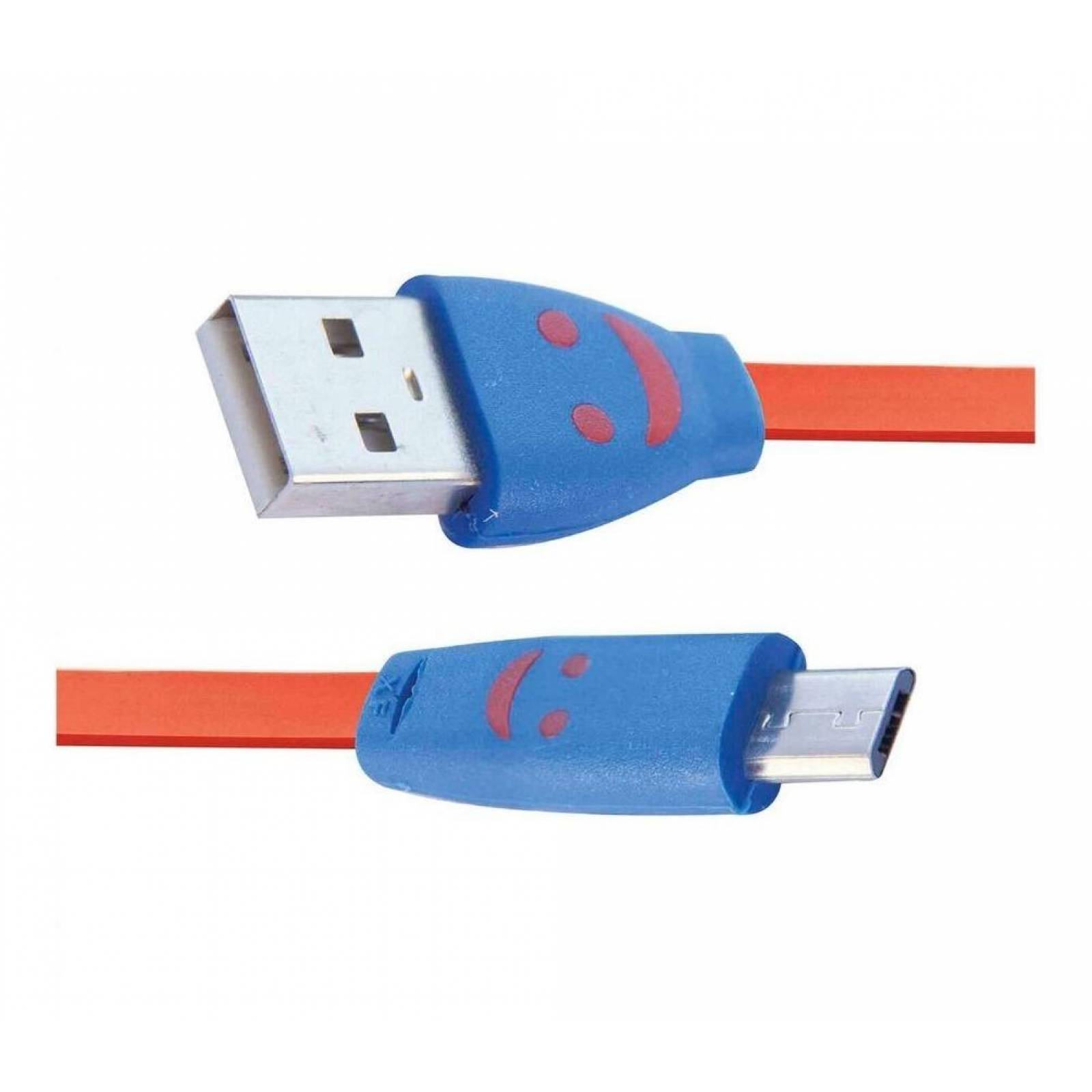 Cable USB A Micro USB Plano con cara feliz 1 M Negro Rojo