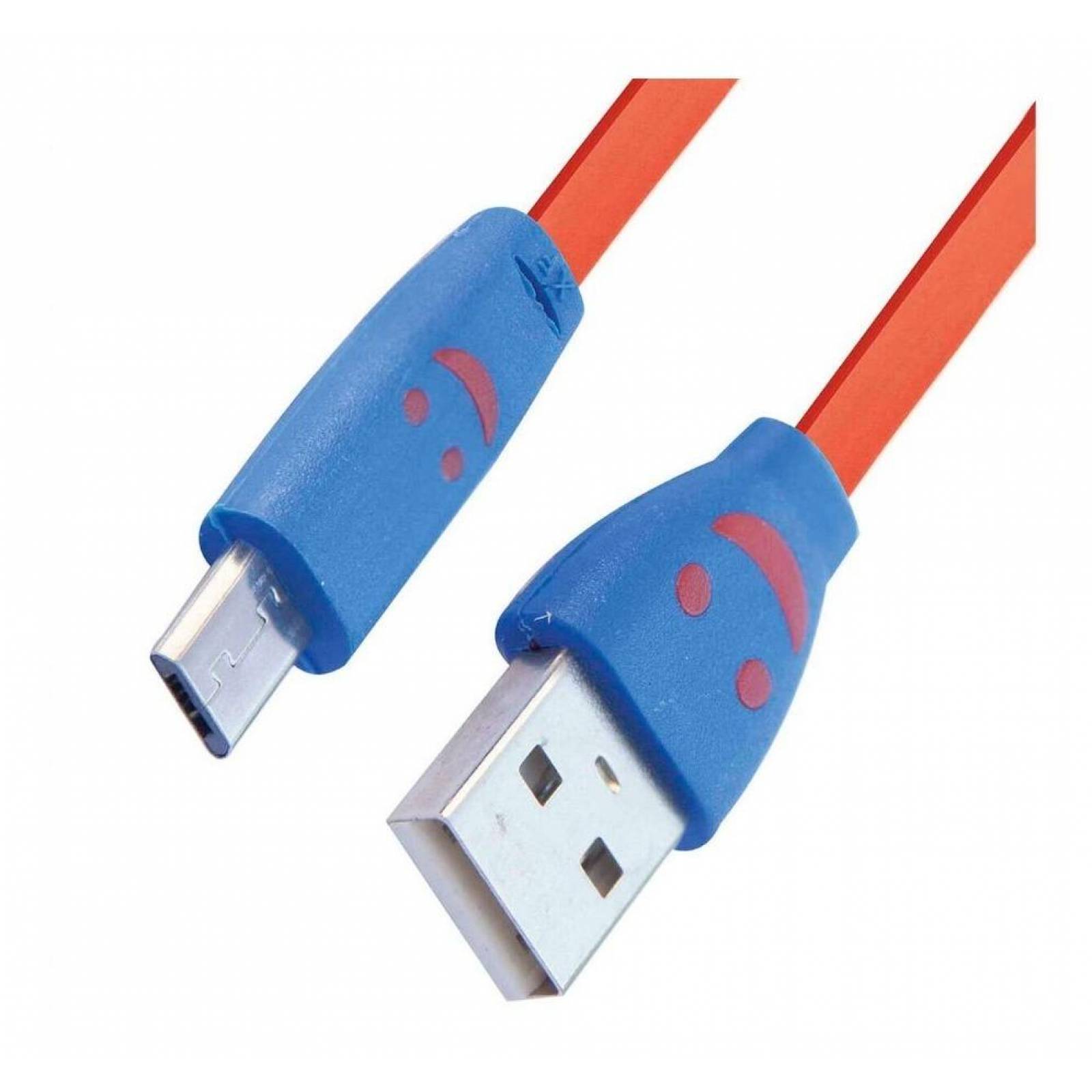 Cable USB A Micro USB Plano con cara feliz 1 M Negro Rojo