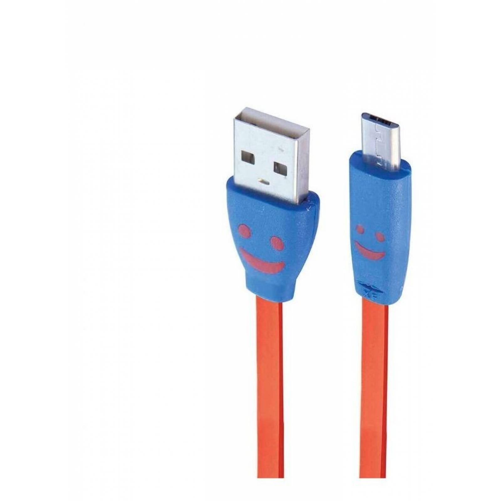 Cable USB A Micro USB Plano con cara feliz 1 M Negro Rojo