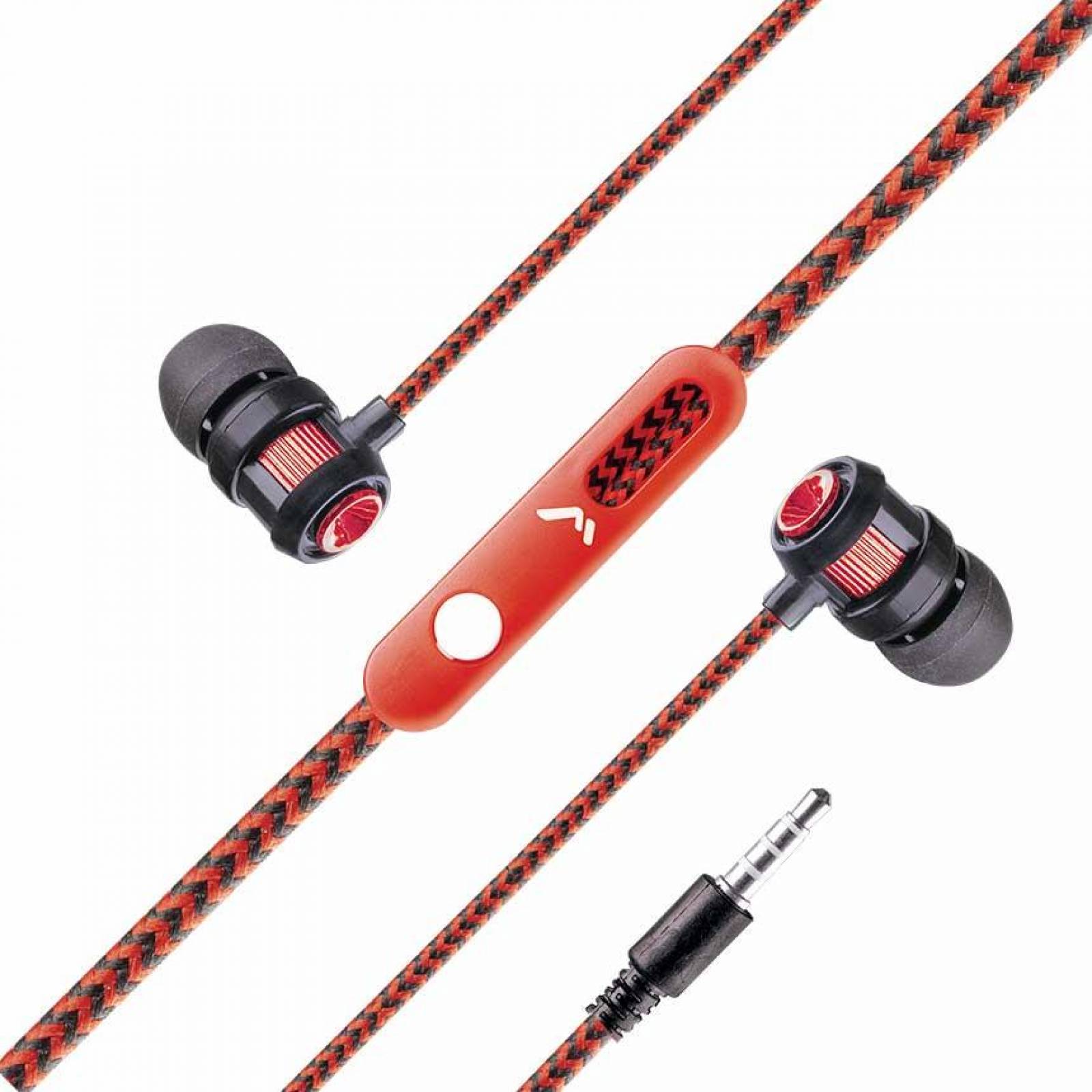 Audífonos manos libres con cable reforzado Mitzu MH-0013 Rojo
