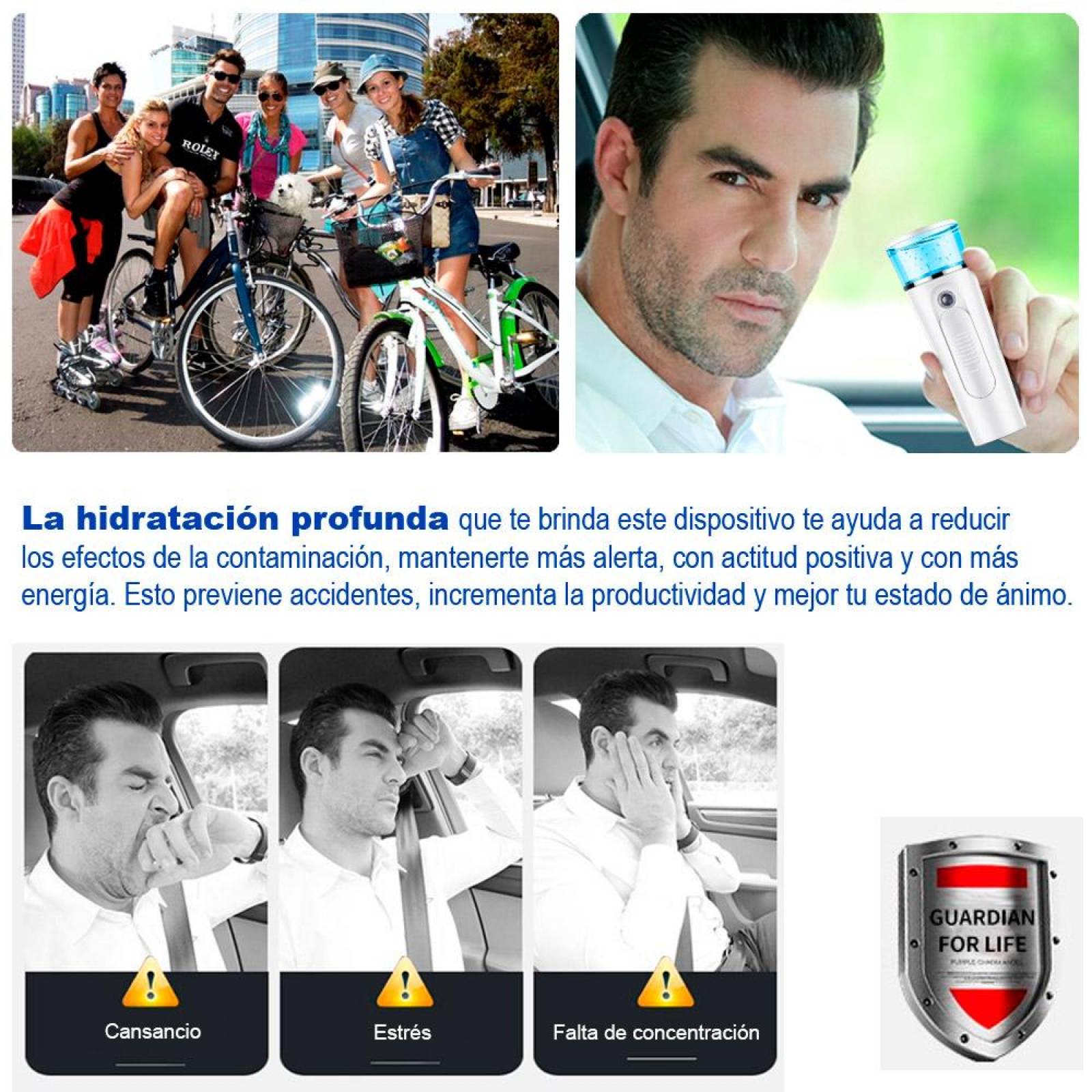 Nano Spray Humidificador Facial Vak 701 Humecta Y Power Bank 