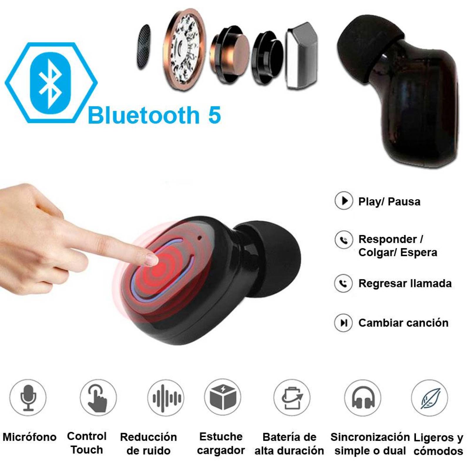 AUDIFONOS VAK T18 BLUETOOTH BASE DE CARGA MANOS LIBRES TWS .