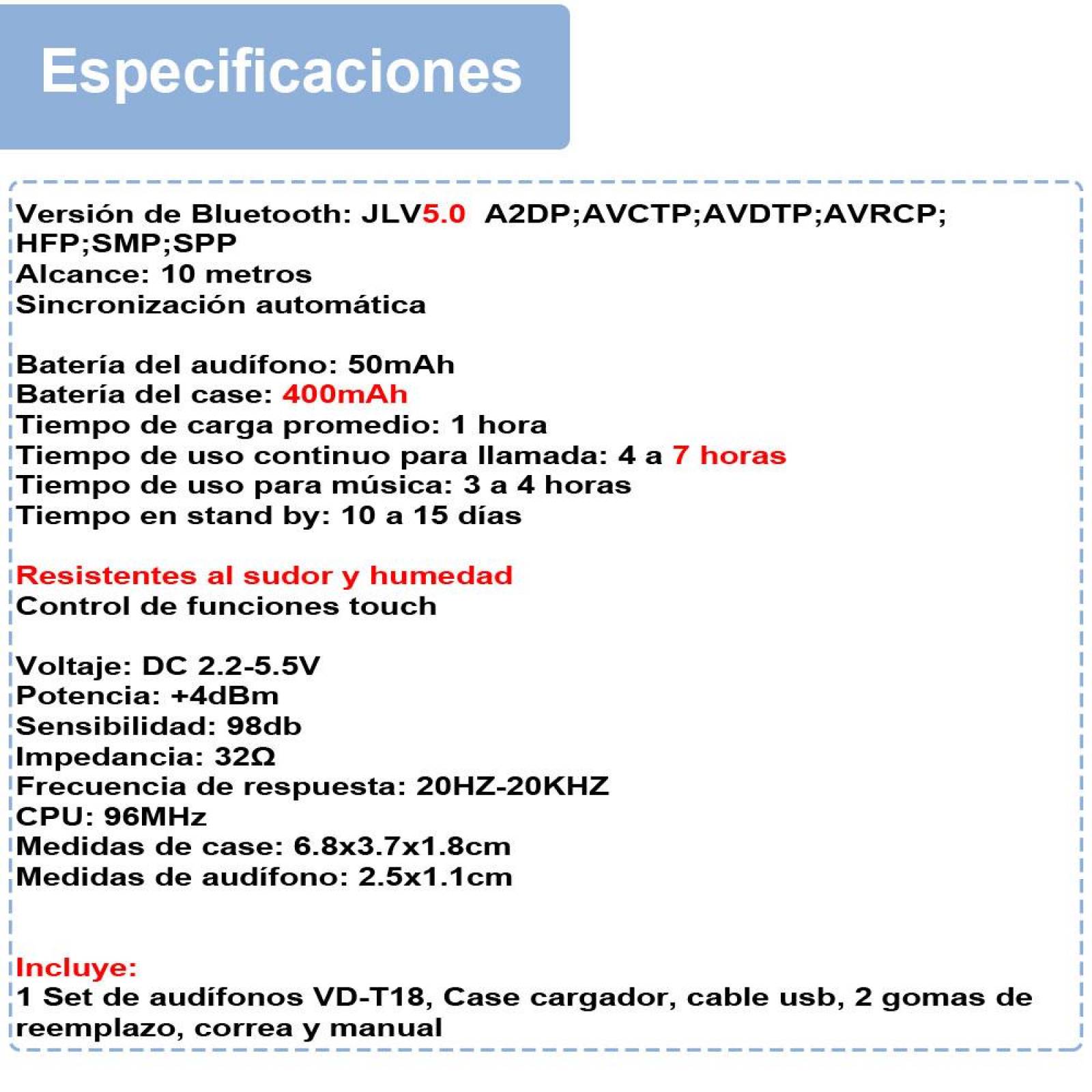 AUDIFONOS VAK T18 BLUETOOTH BASE DE CARGA MANOS LIBRES TWS .